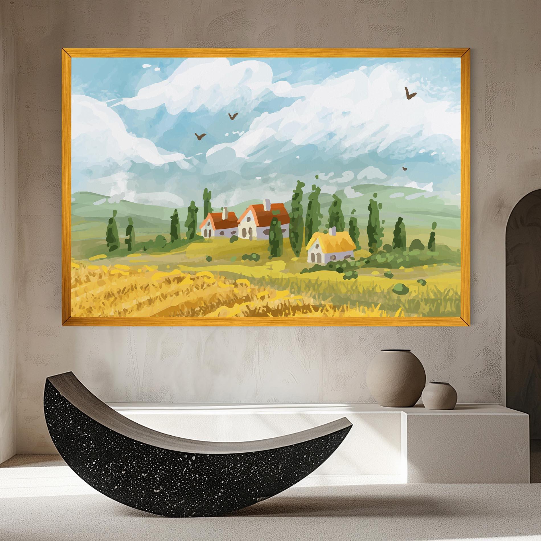 Leinwandbild Orange Yellow House mockup 8