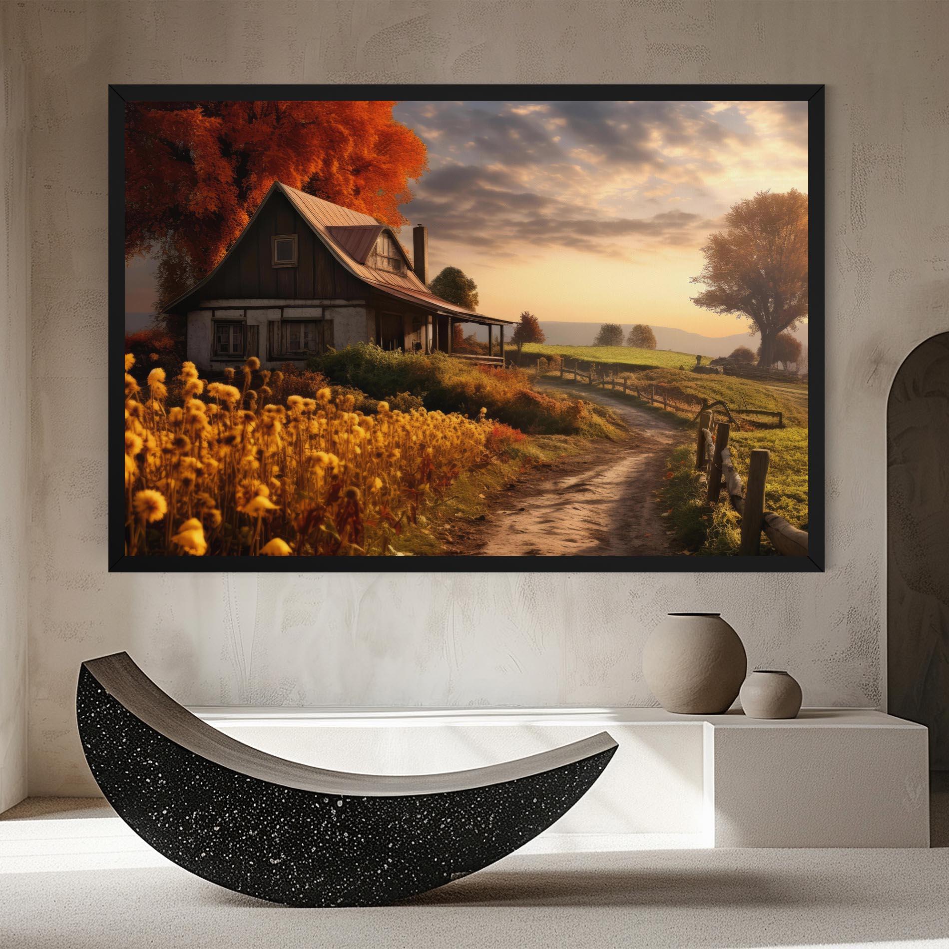 Leinwandbild Autumn Farm House mockup 8