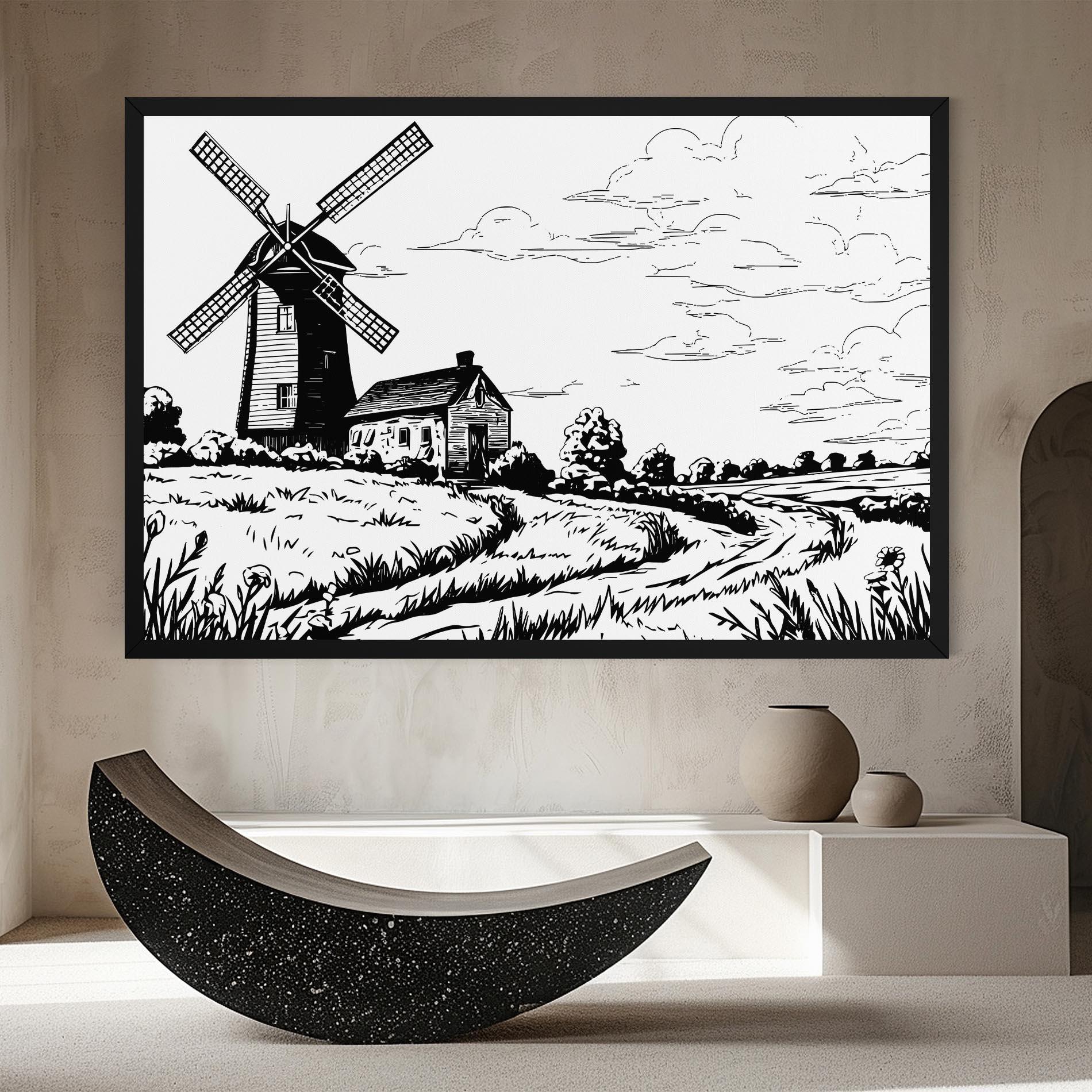 Leinwandbild Black Line Wheat mockup 8