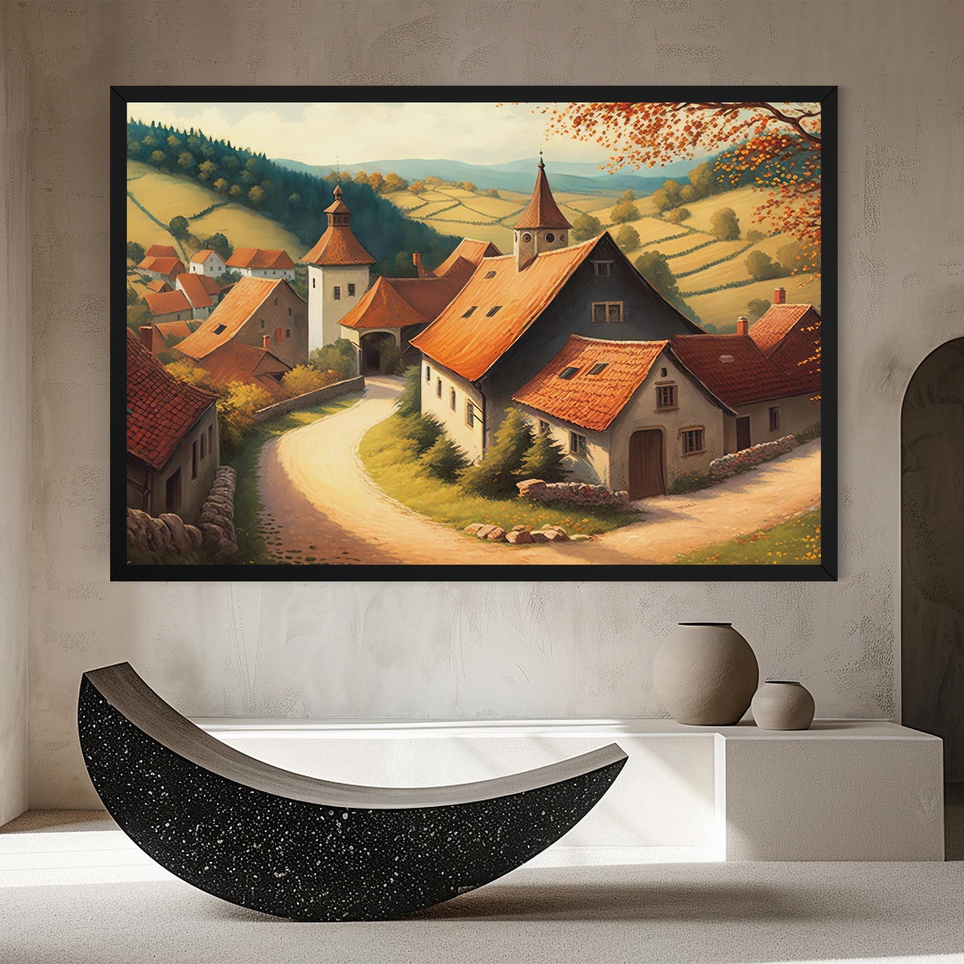 Leinwandbild Countryside Village mockup 8
