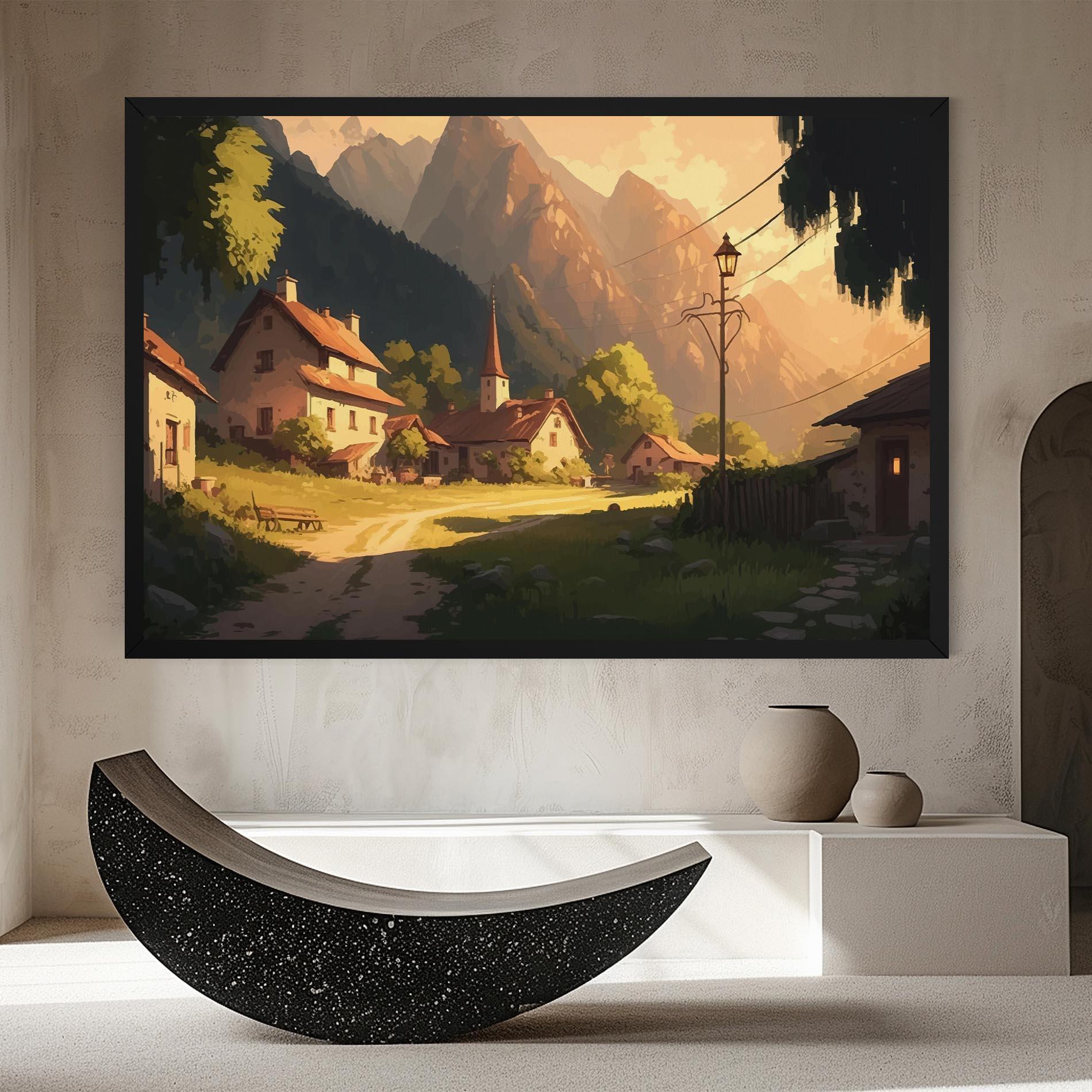 Leinwandbild Grassy Village View mockup 8