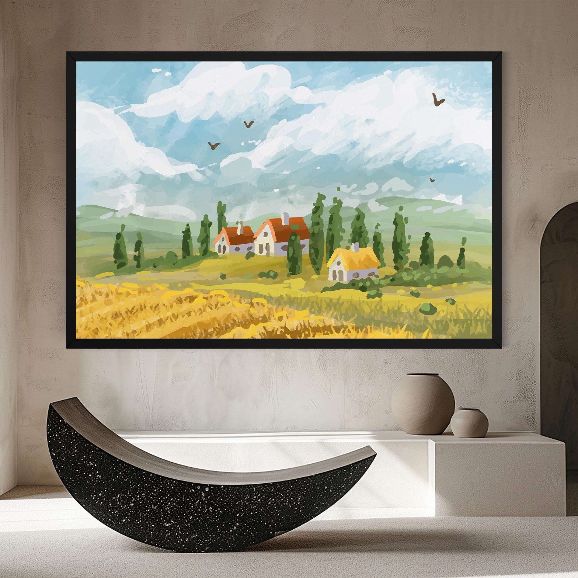 Leinwandbild Orange Yellow House mockup 8