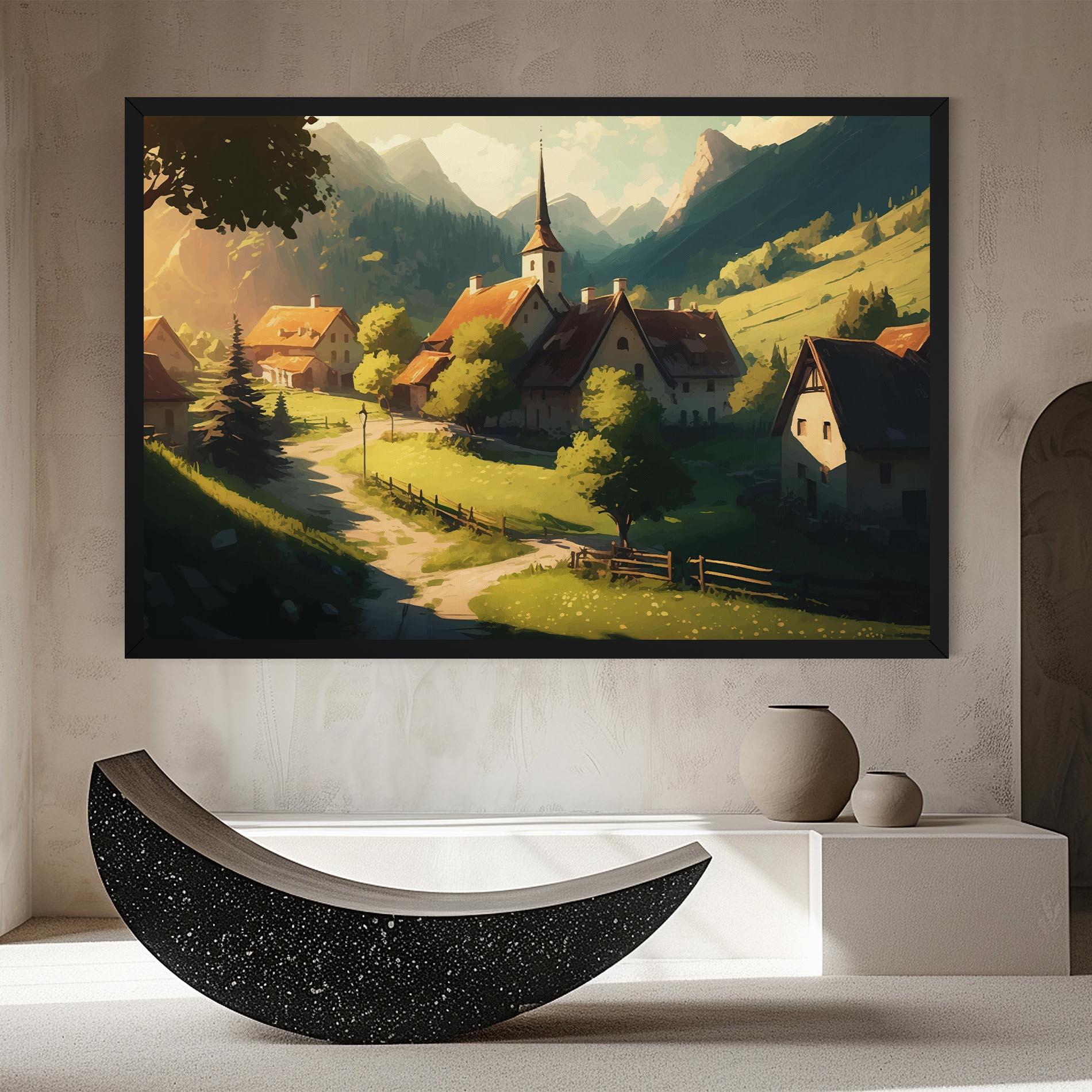 Leinwandbild Village Dreamy View mockup 8