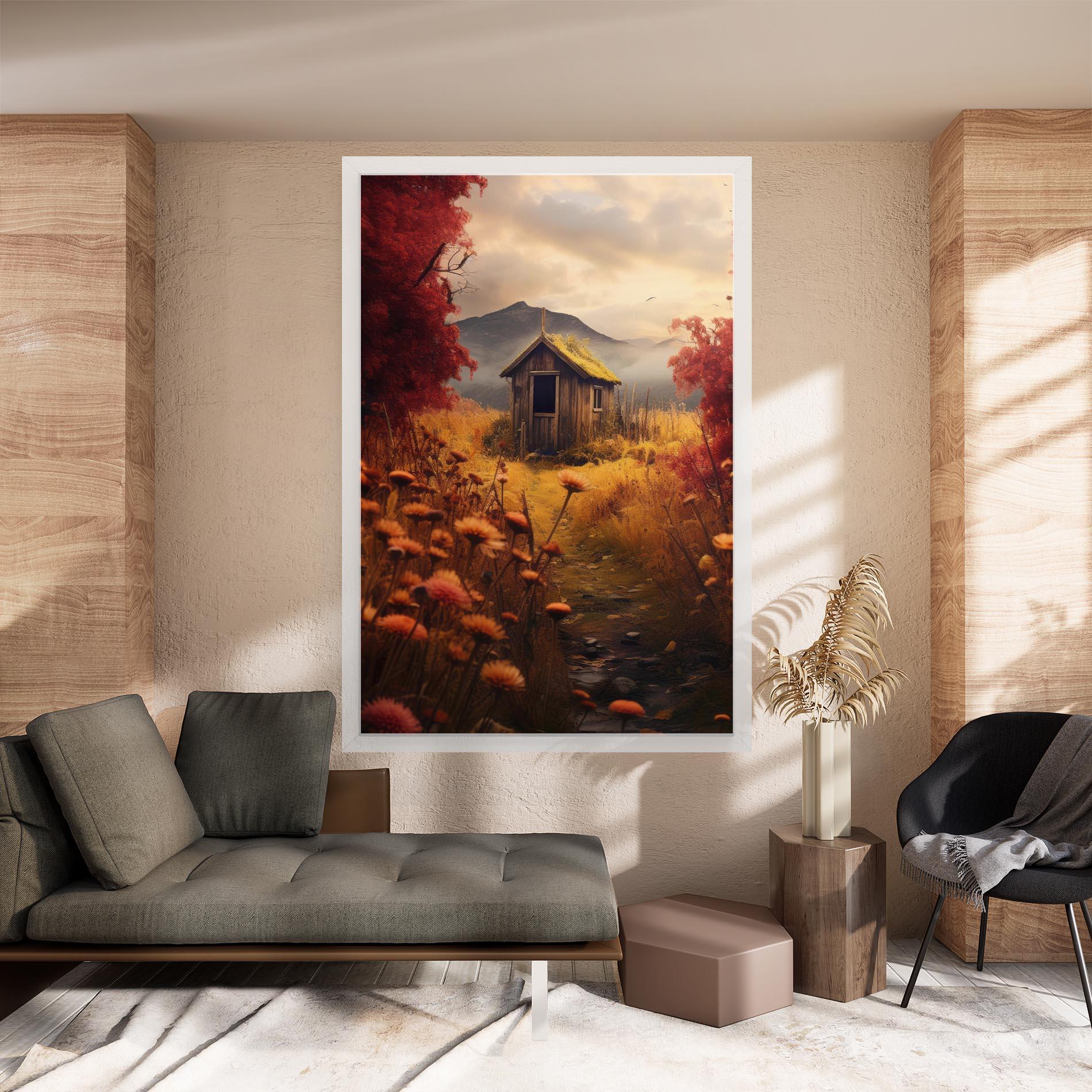 Leinwandbild Small Cabin Field mockup 8