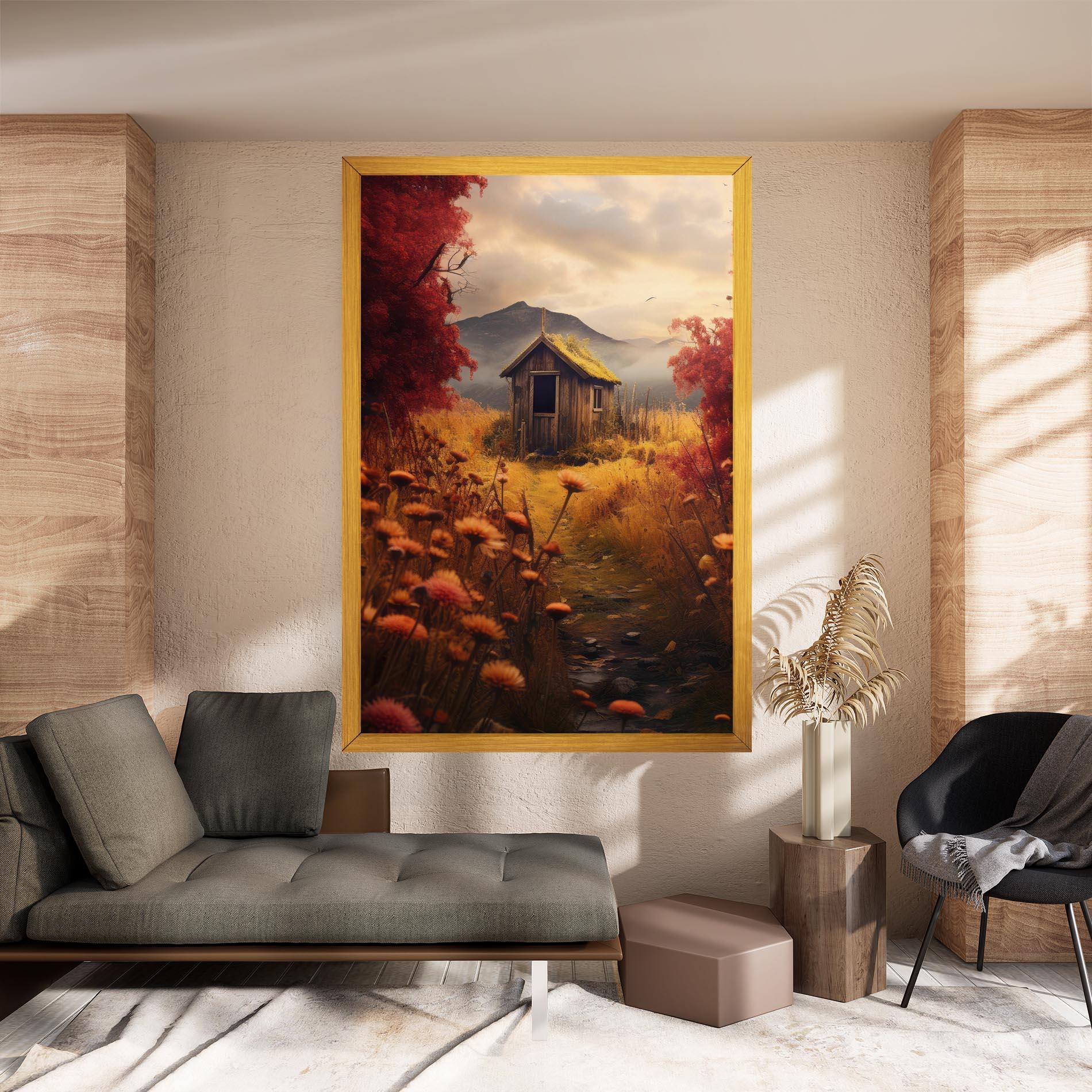 Leinwandbild Small Cabin Field mockup 8