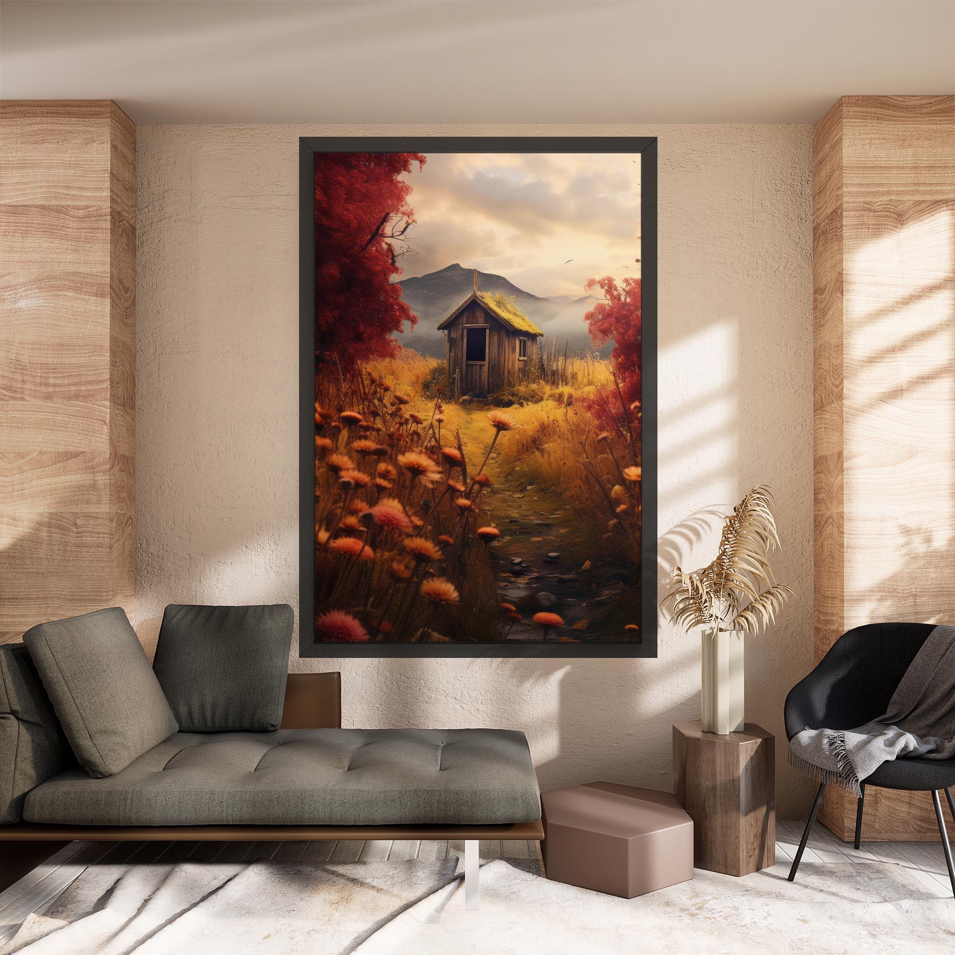 Leinwandbild Small Cabin Field mockup 8