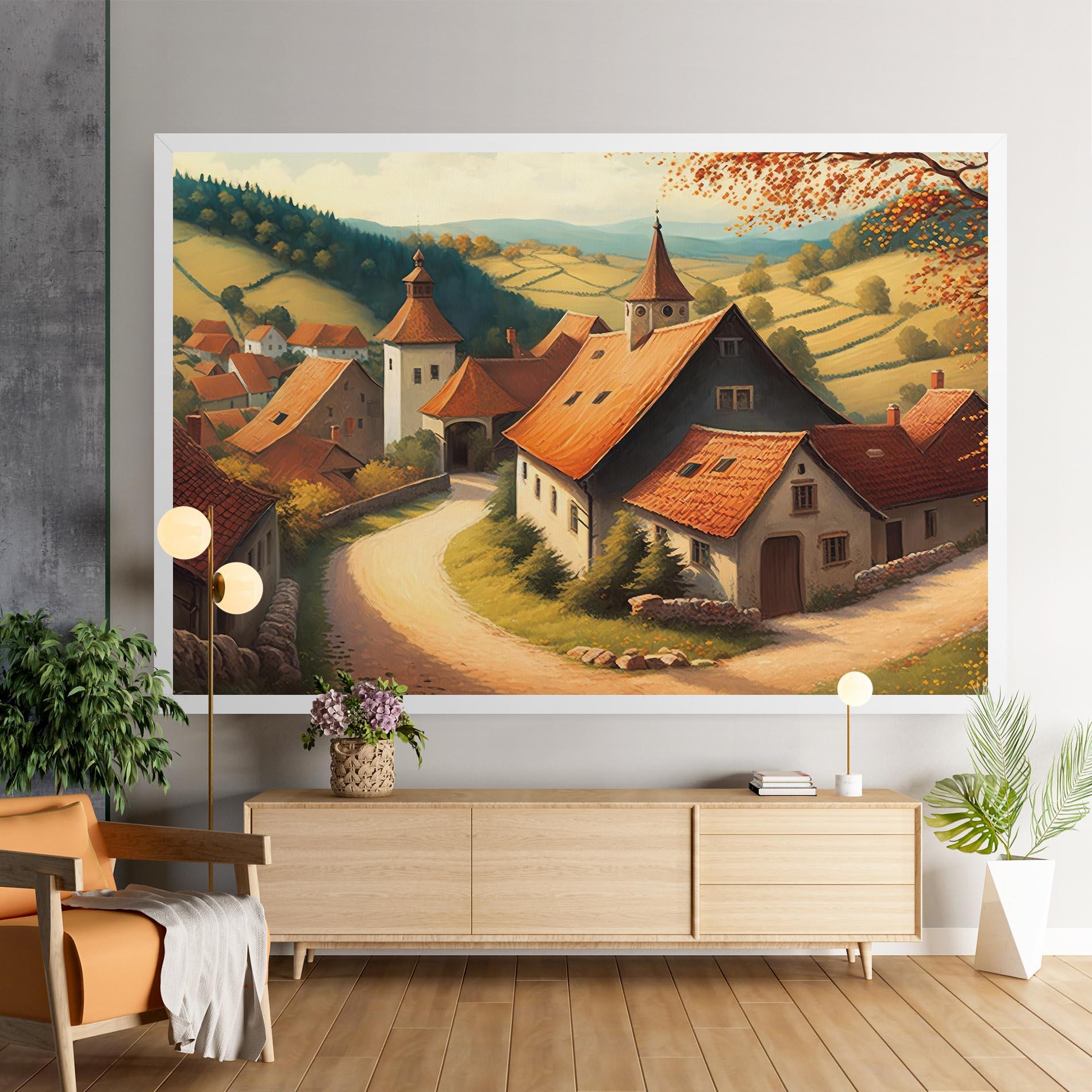 Leinwandbild Countryside Village mockup 9