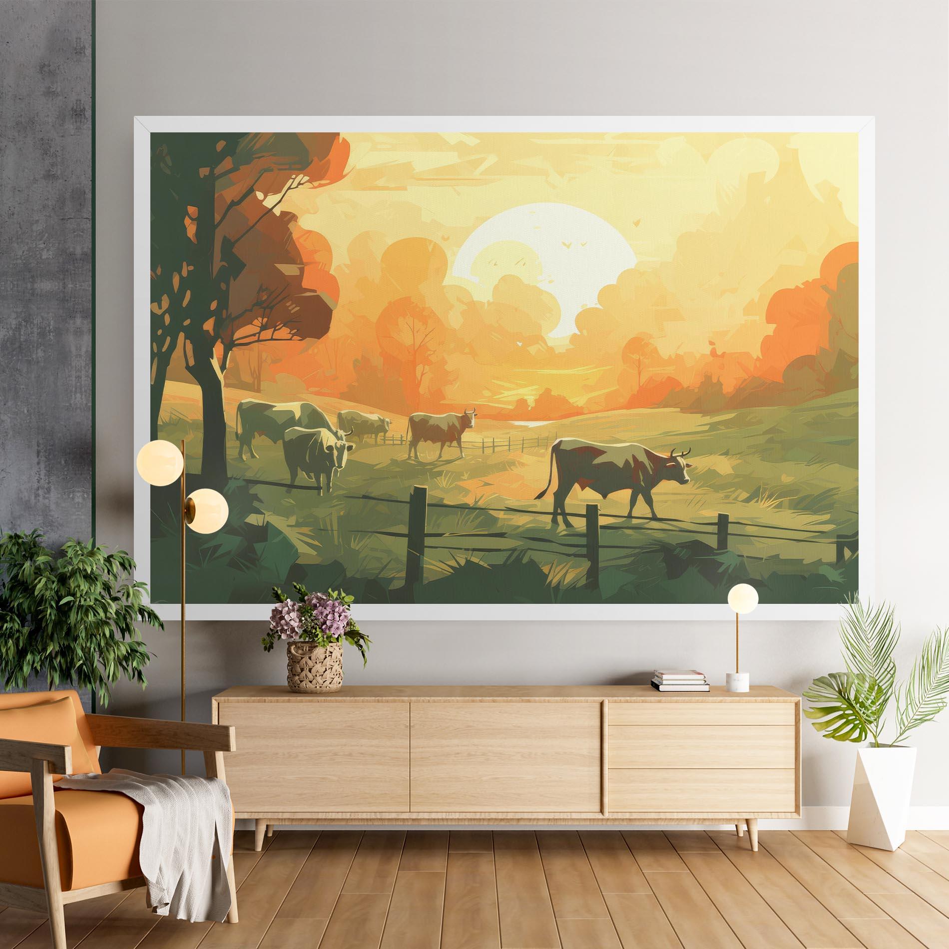 Leinwandbild Cows Grazing mockup 9