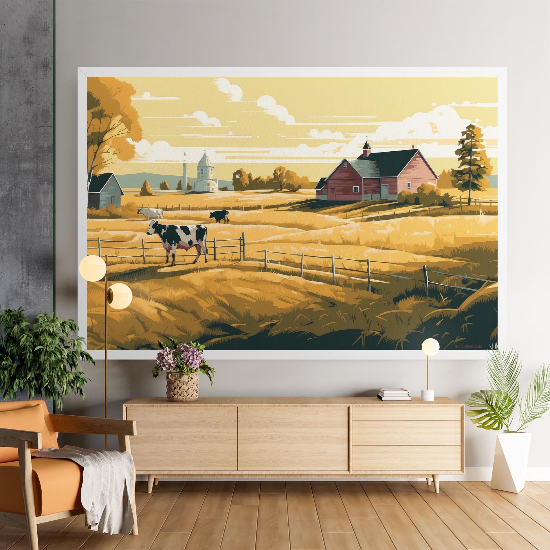 Leinwandbild Cows Sunlight Farm mockup 9