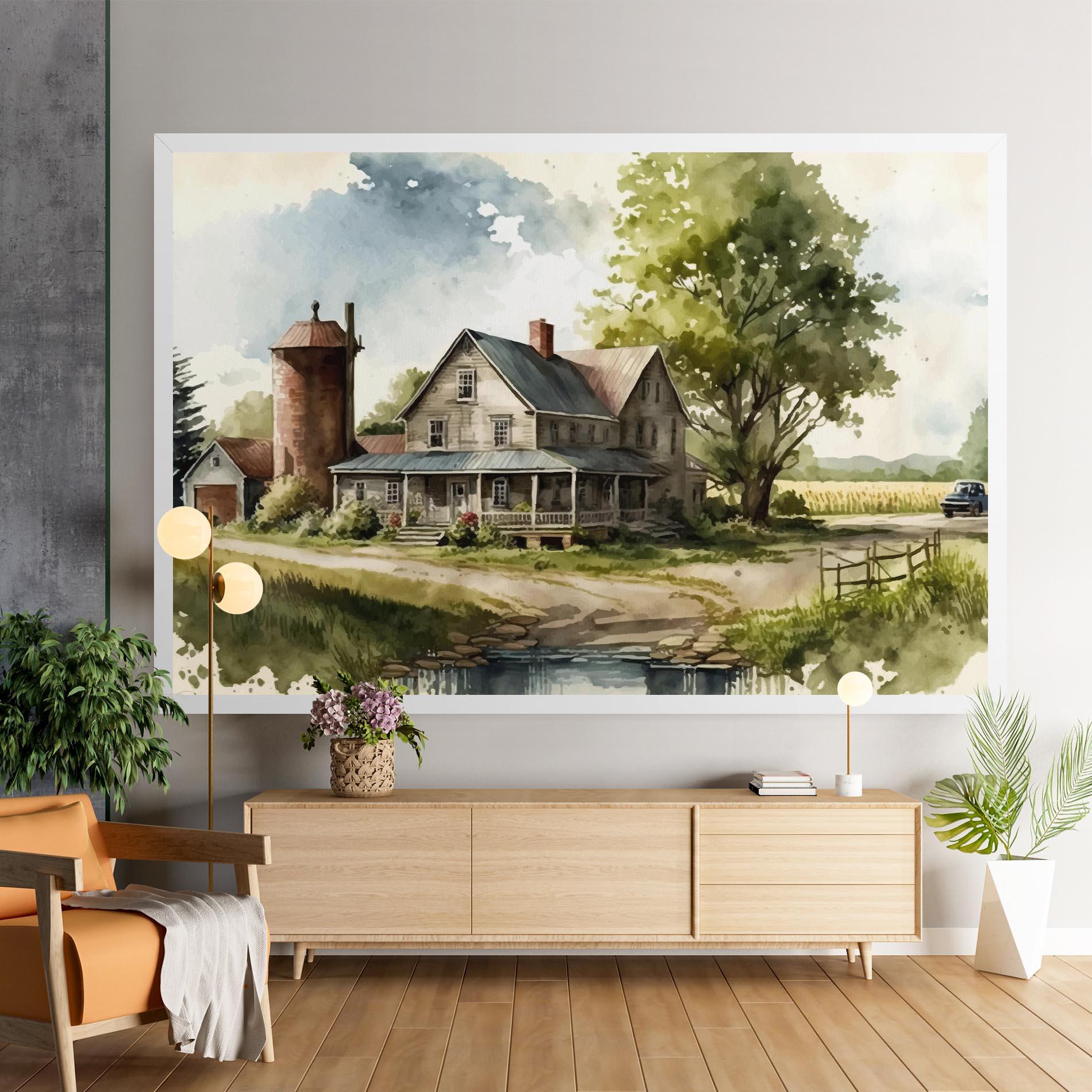 Leinwandbild Farm Blue Car mockup 9