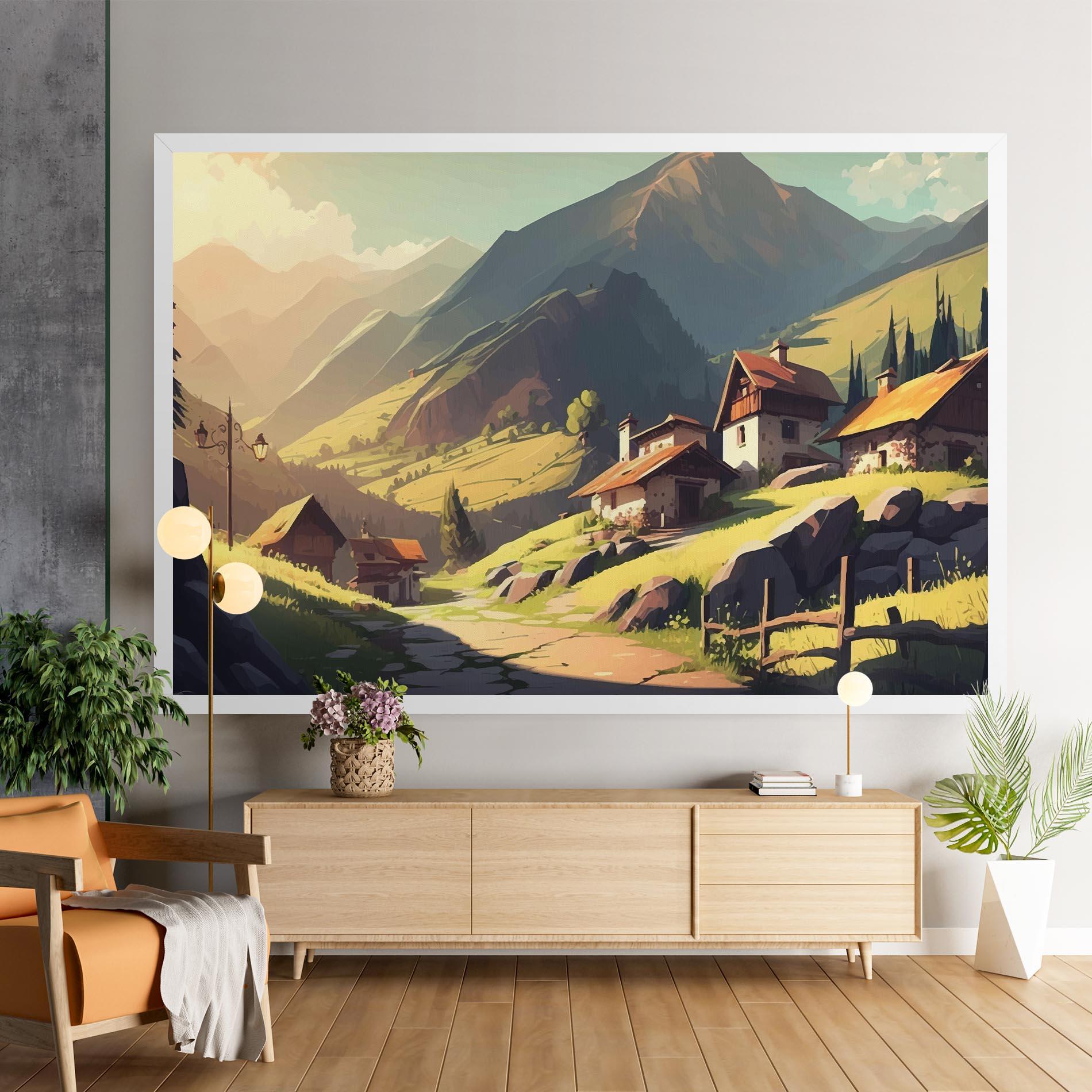 Leinwandbild Grassy Mountain View mockup 9