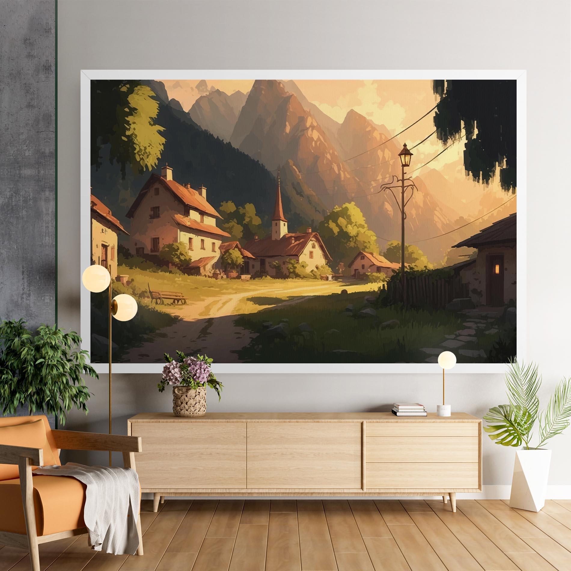 Leinwandbild Grassy Village View mockup 9