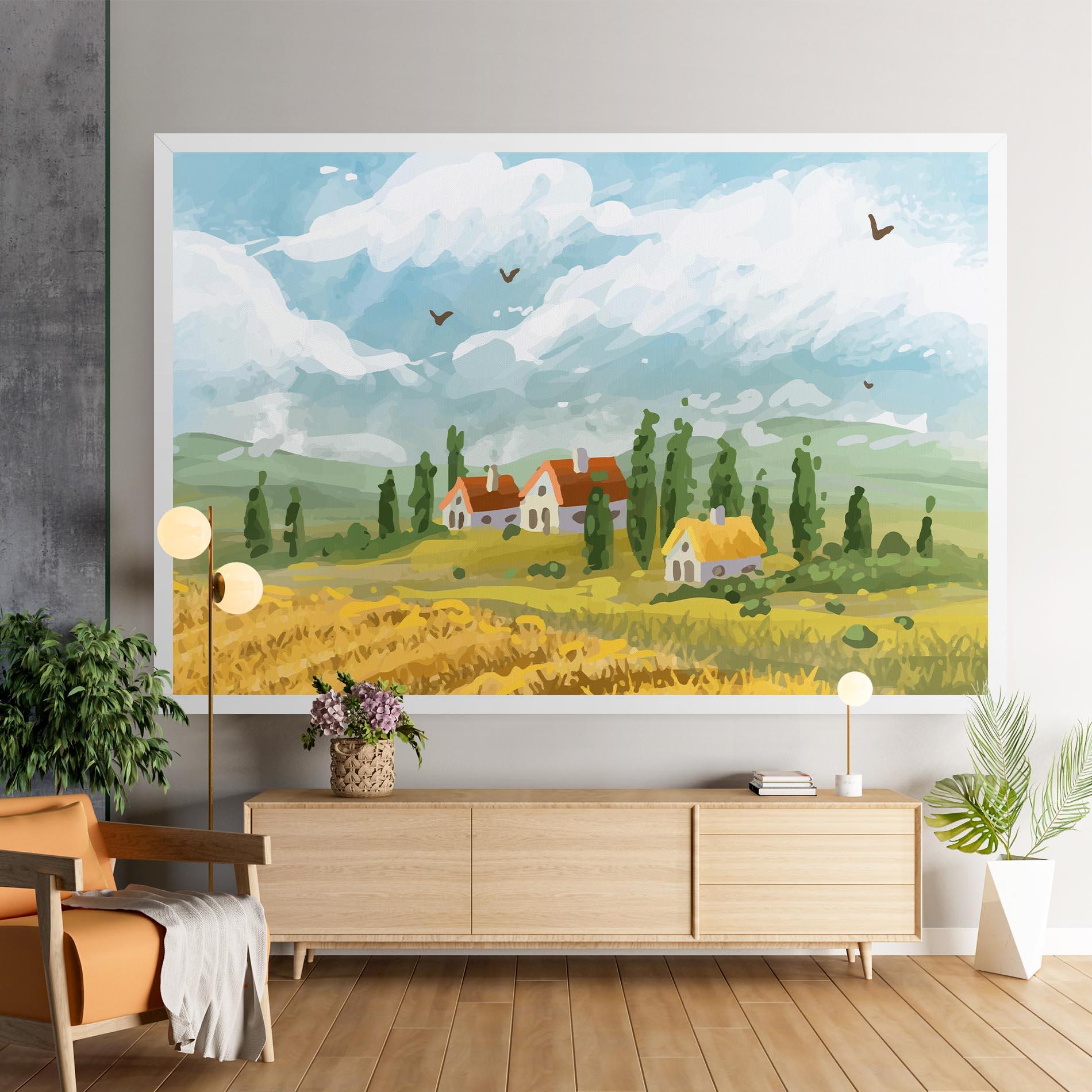 Leinwandbild Orange Yellow House mockup 9