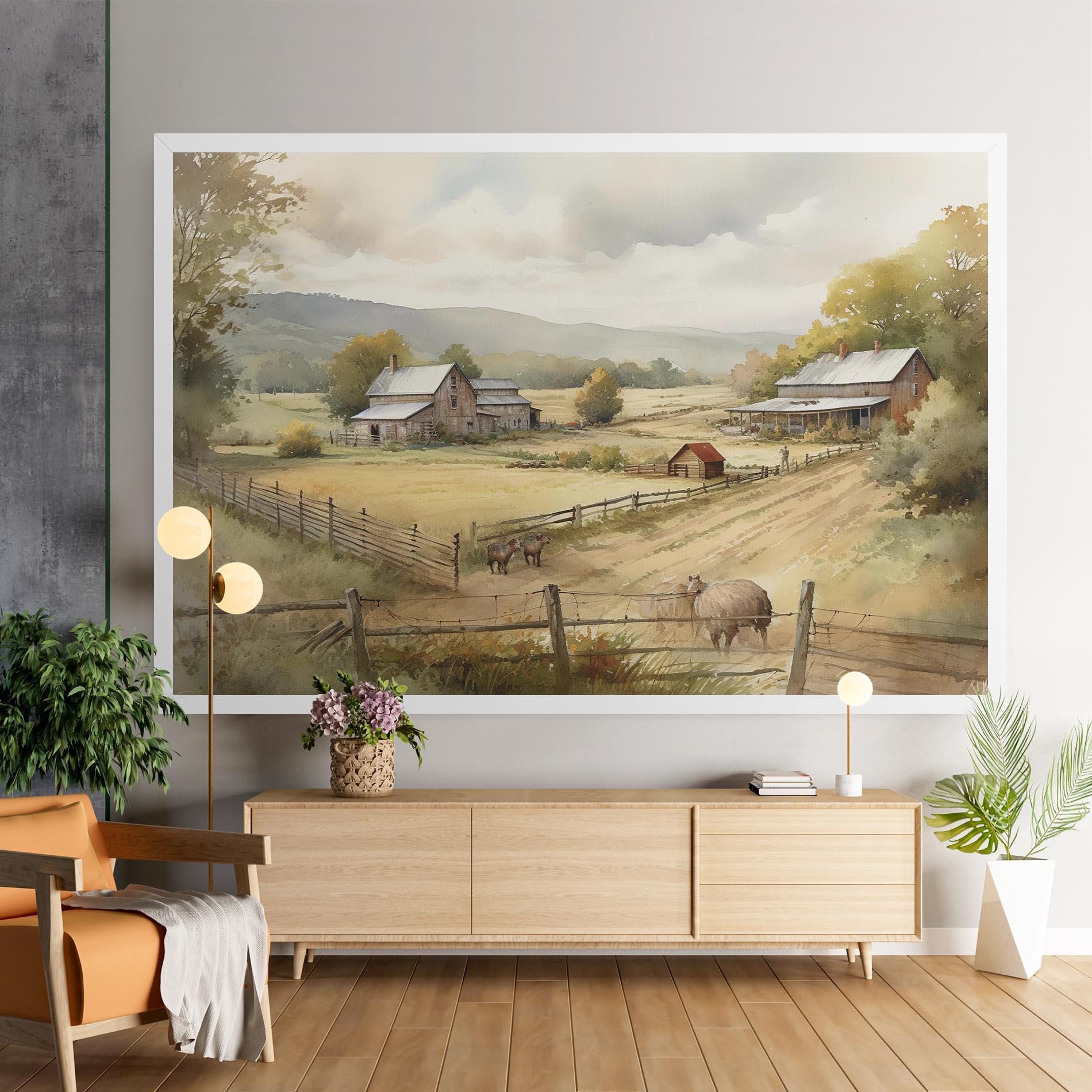 Leinwandbild Rural Field mockup 9