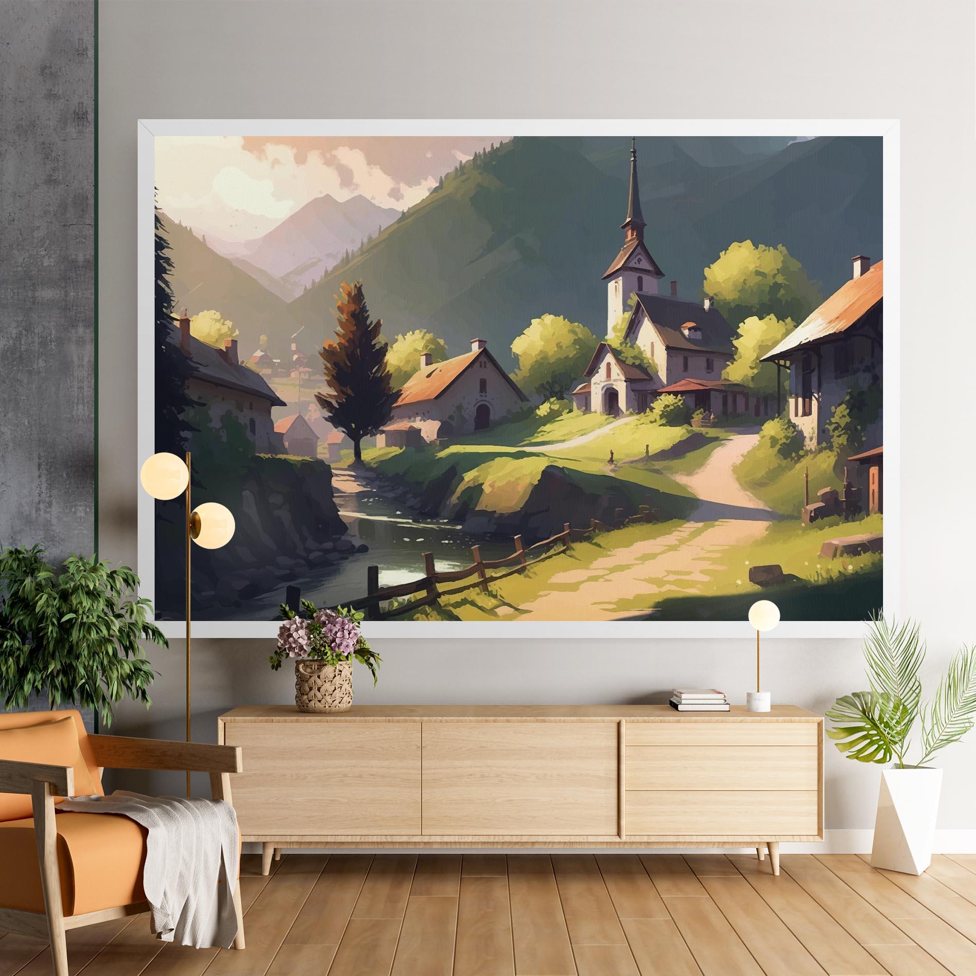 Leinwandbild Village Church Art mockup 9