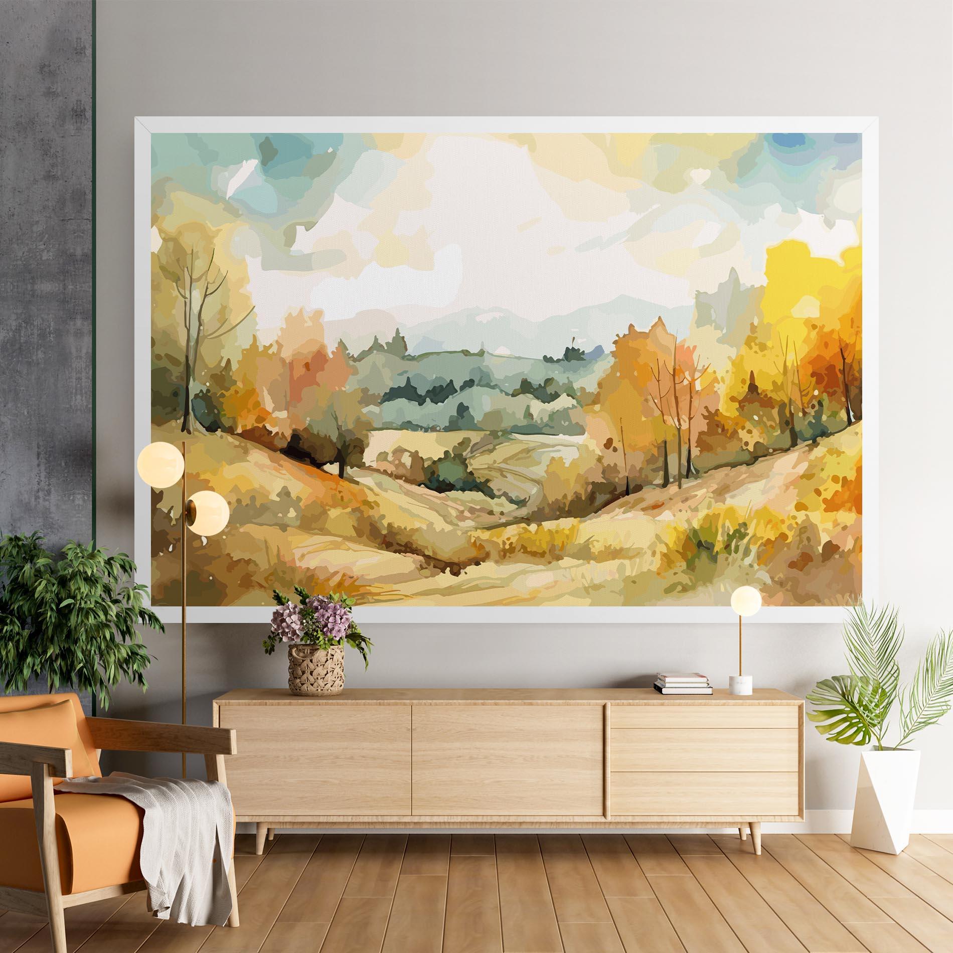 Leinwandbild Yellow Rural Trees mockup 9