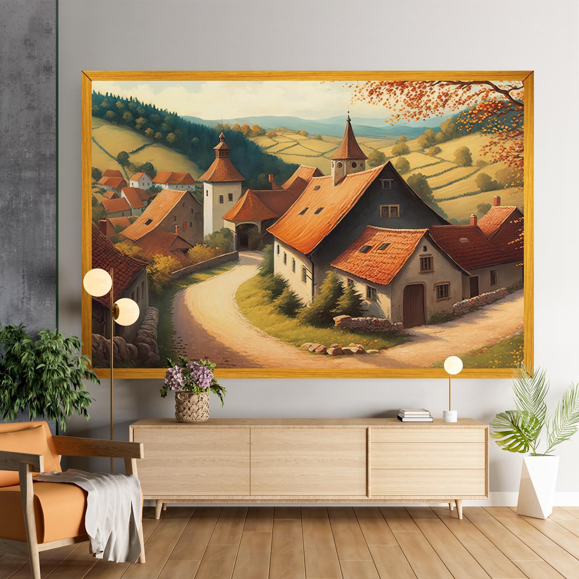 Leinwandbild Countryside Village mockup 9