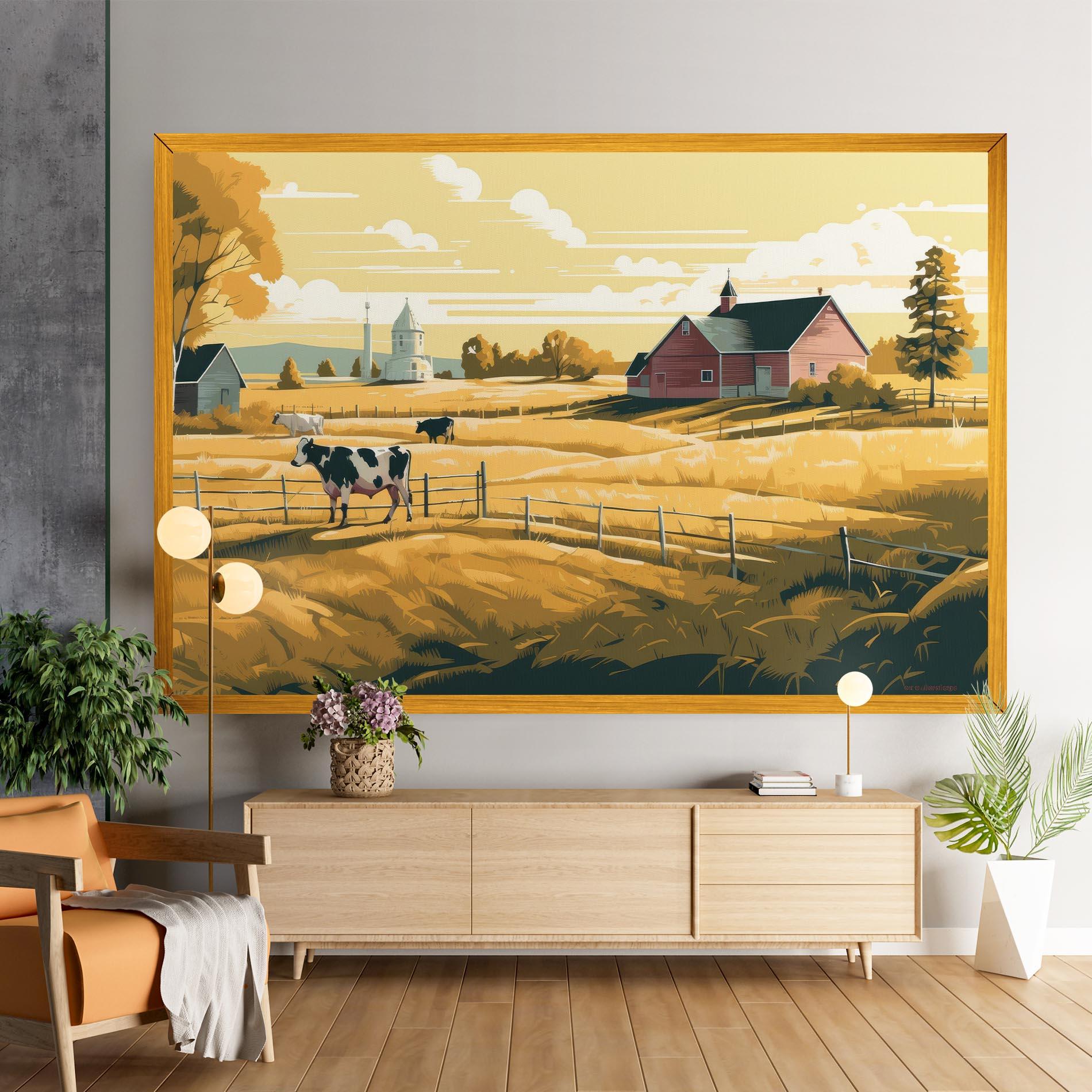 Leinwandbild Cows Sunlight Farm mockup 9