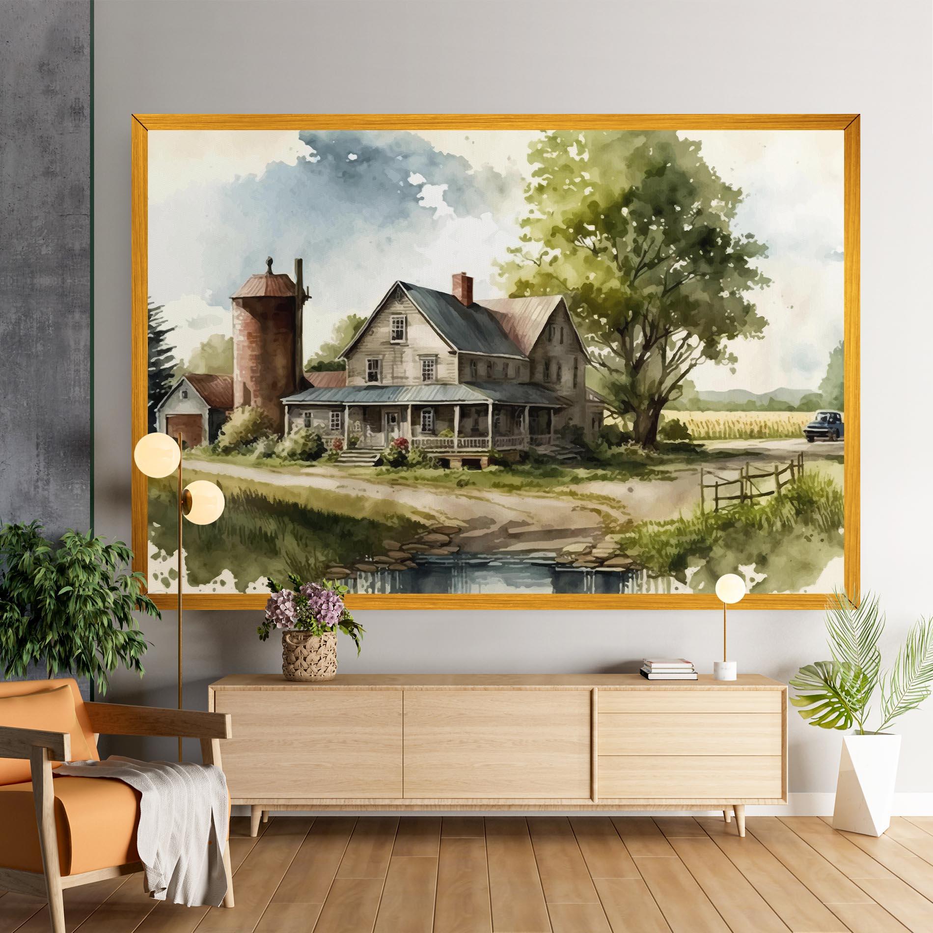 Leinwandbild Farm Blue Car mockup 9