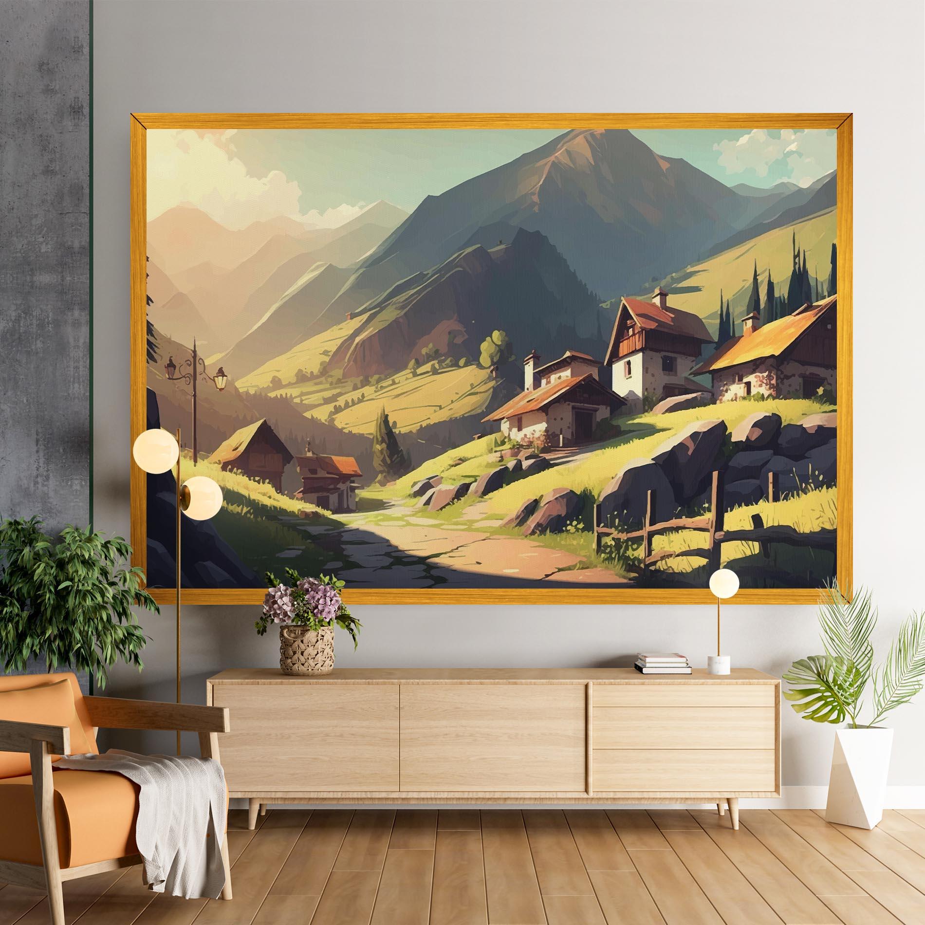 Leinwandbild Grassy Mountain View mockup 9