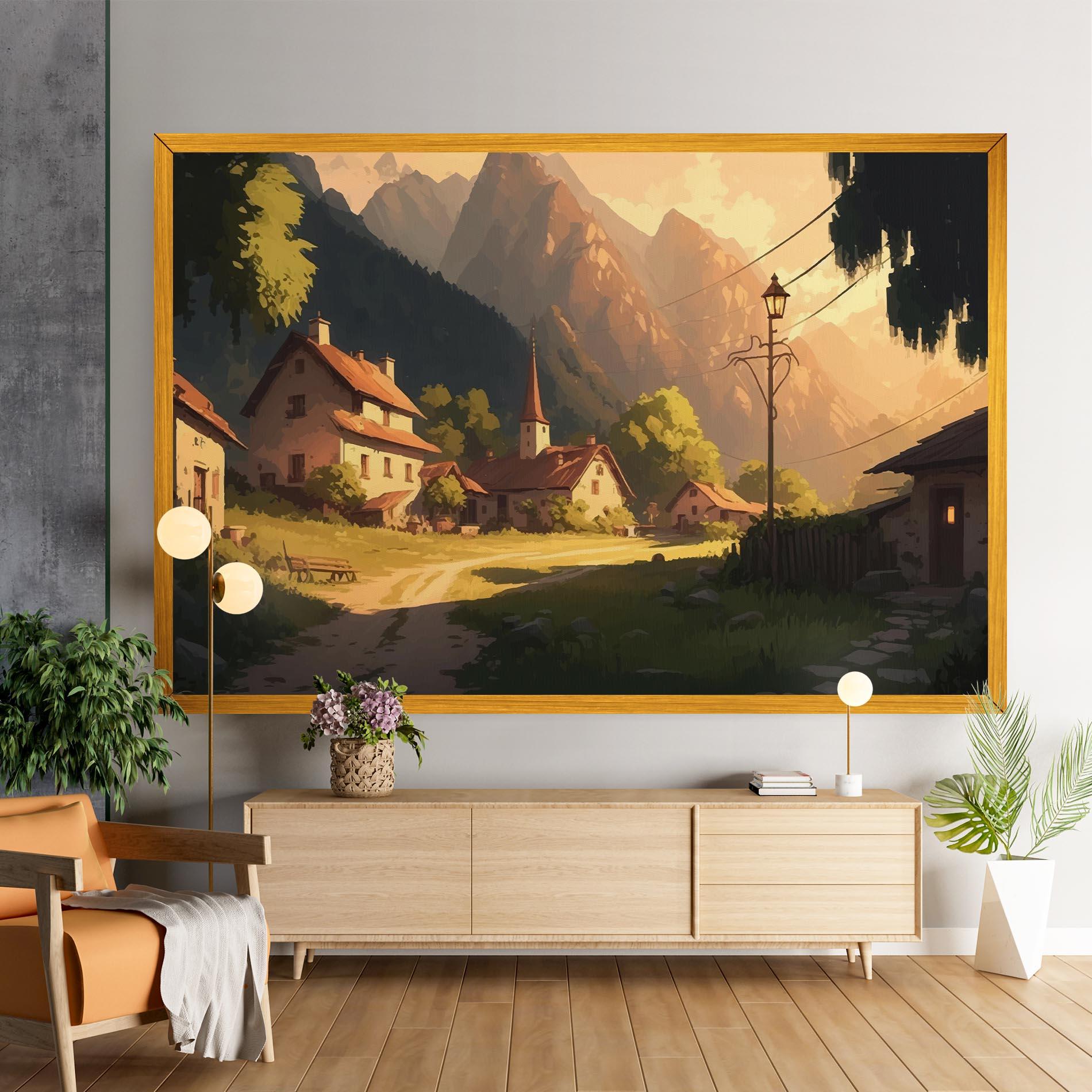 Leinwandbild Grassy Village View mockup 9