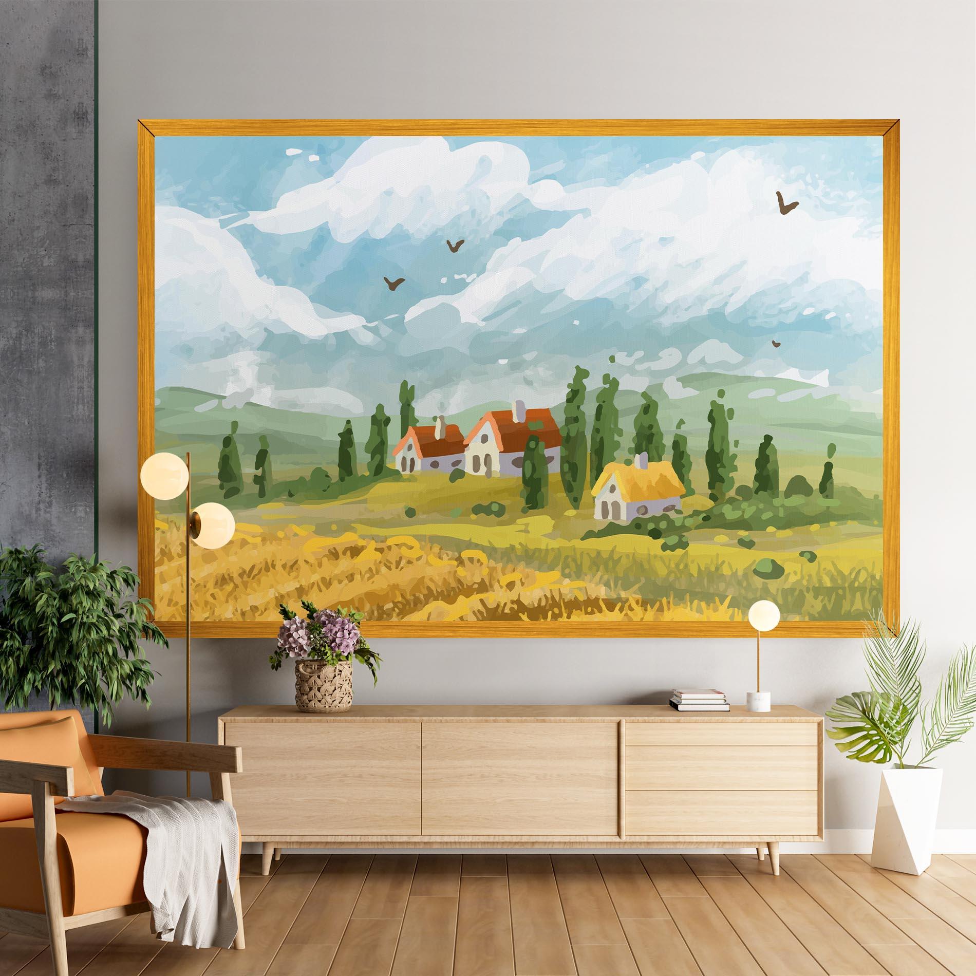 Leinwandbild Orange Yellow House mockup 9