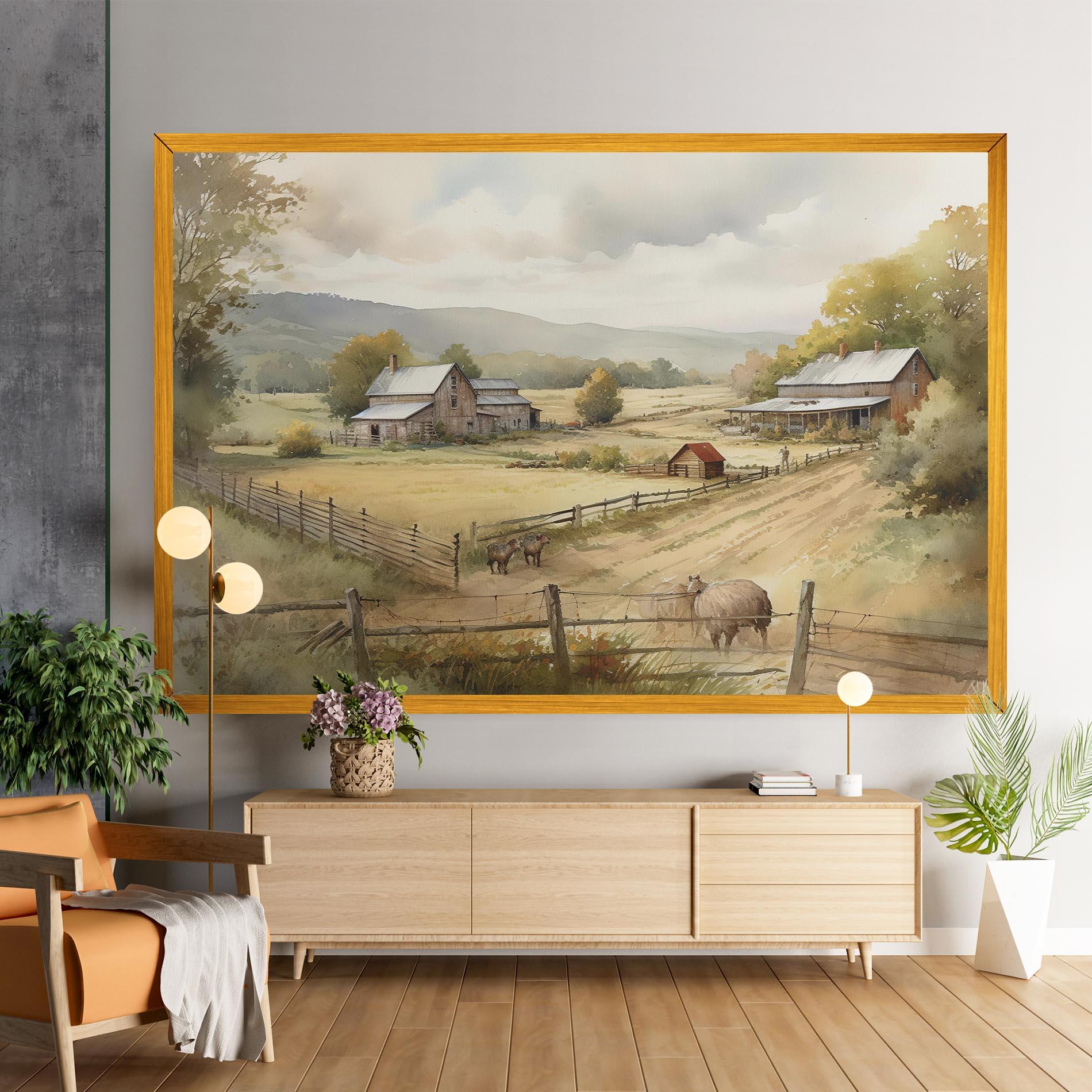 Leinwandbild Rural Field mockup 9