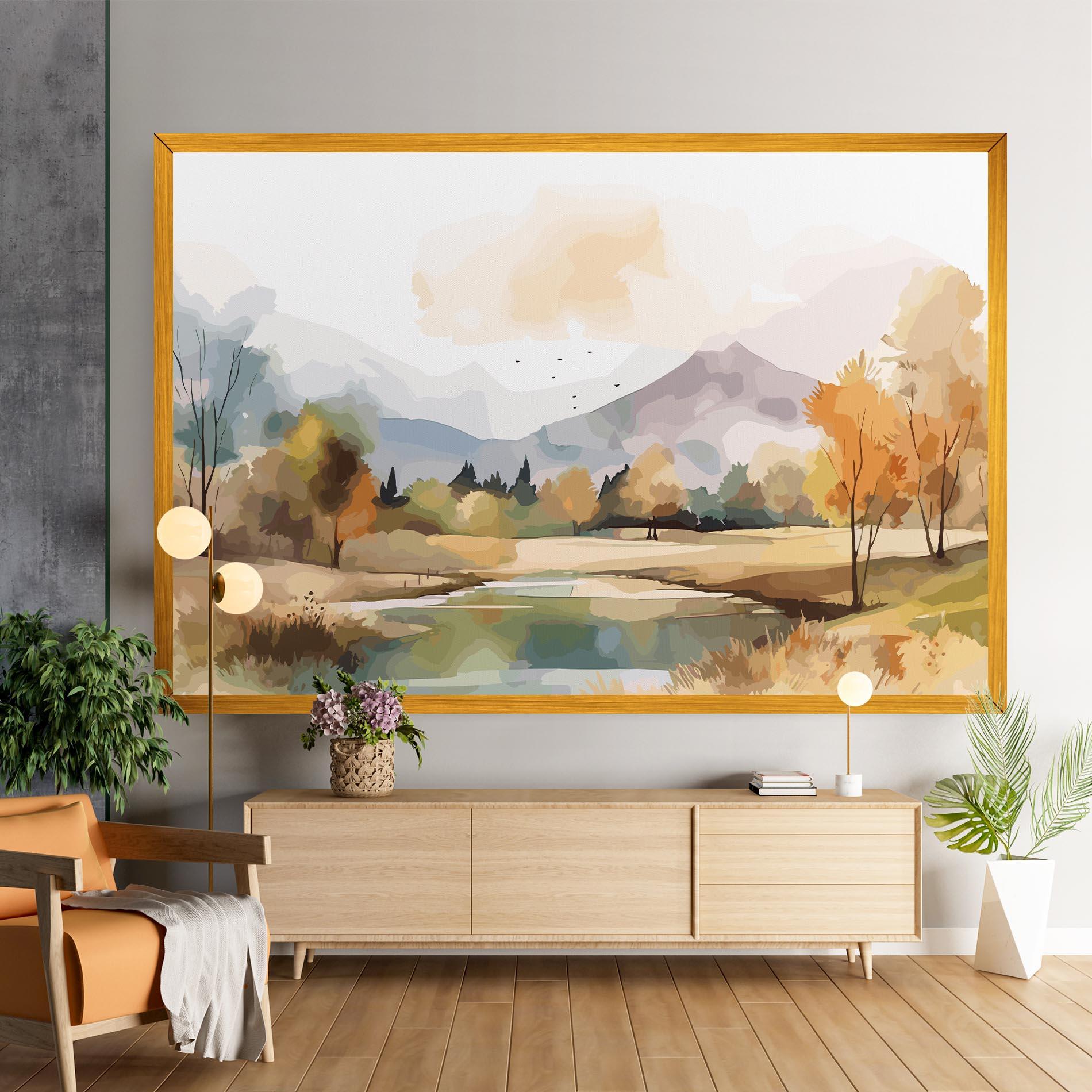 Leinwandbild Rural Lake View mockup 9