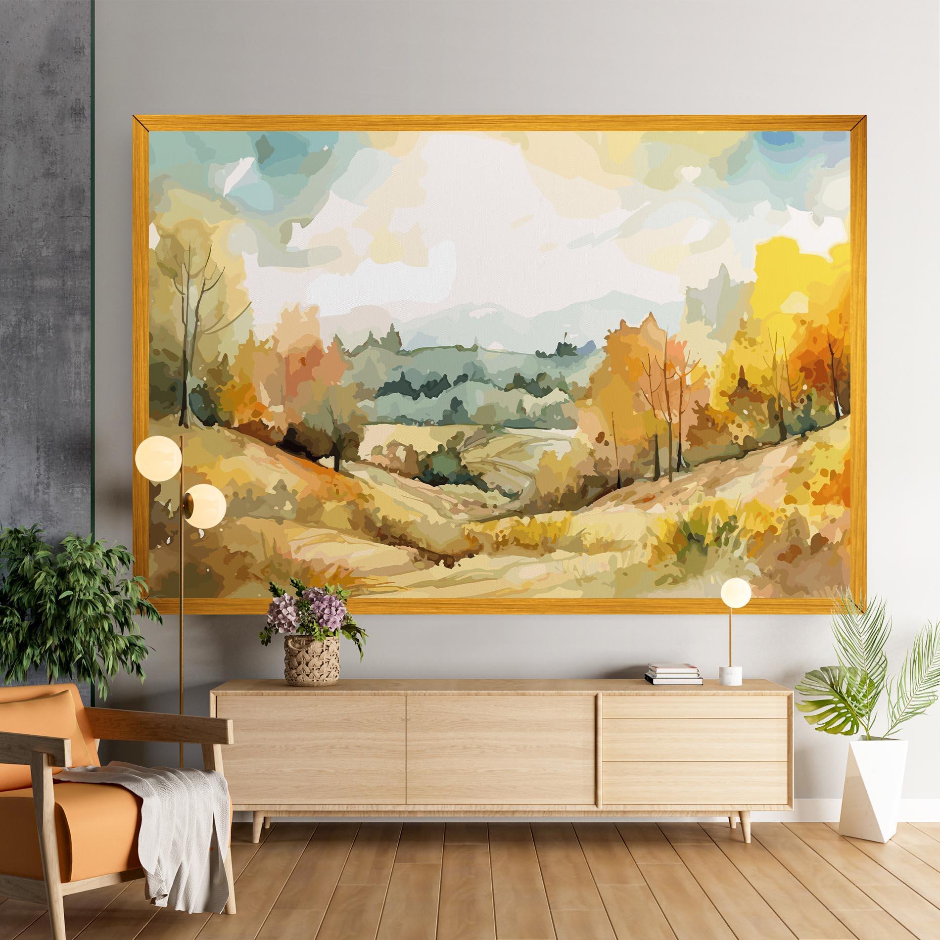 Leinwandbild Yellow Rural Trees mockup 9