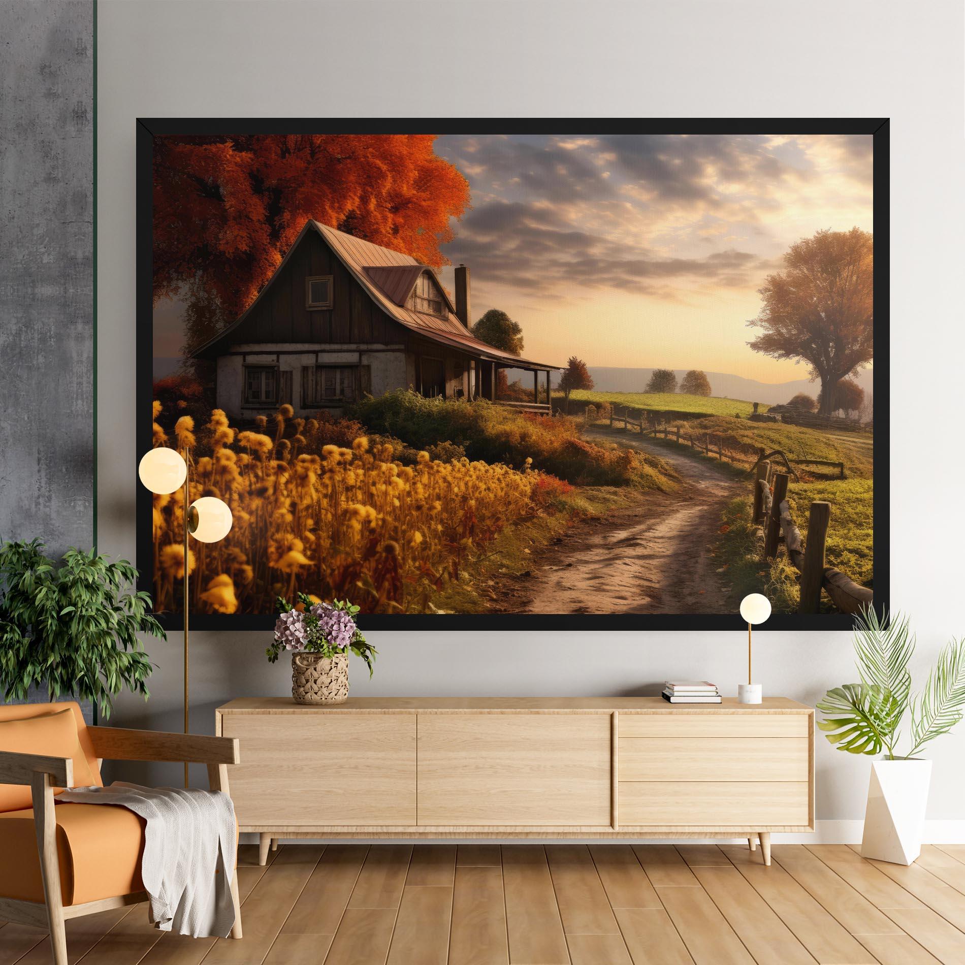 Leinwandbild Autumn Farm House mockup 9