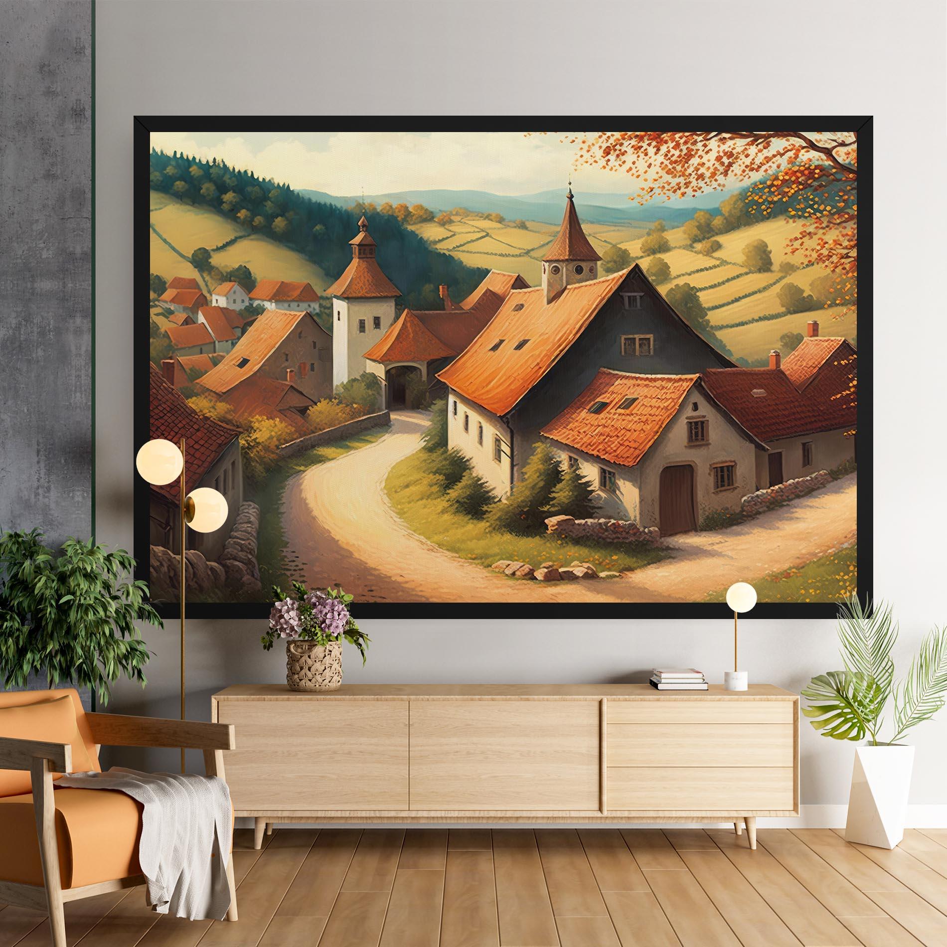 Leinwandbild Countryside Village mockup 9
