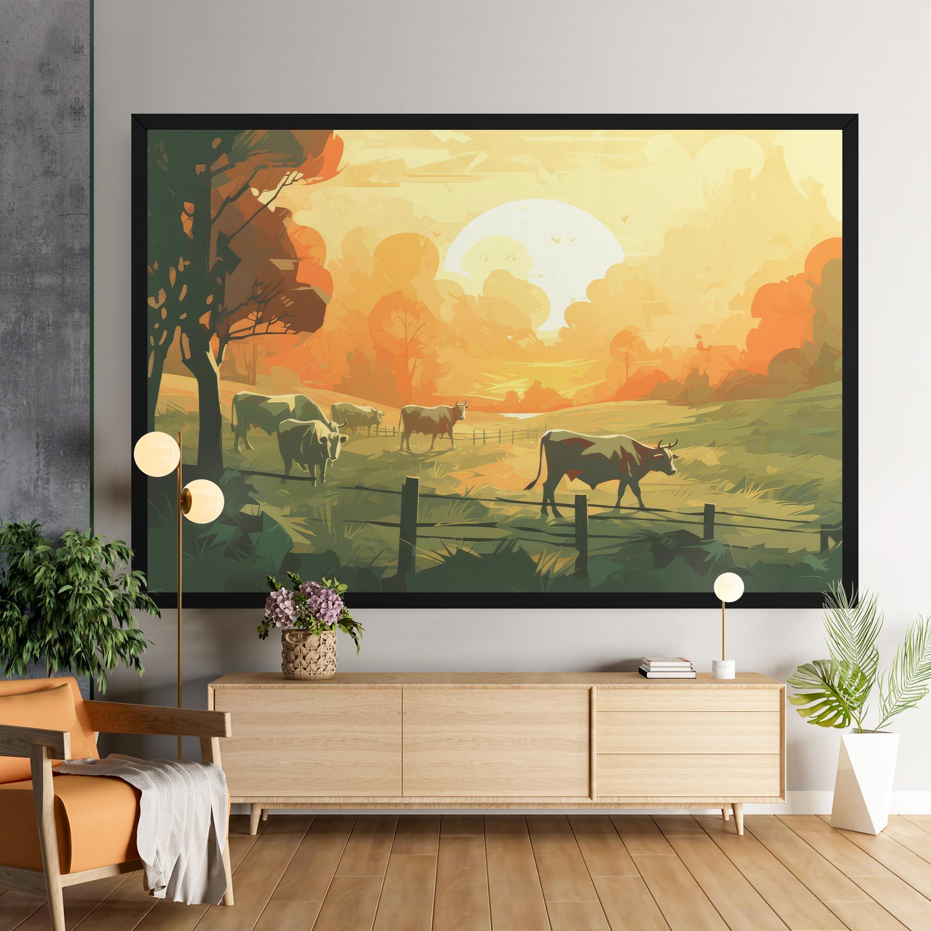 Leinwandbild Cows Grazing mockup 9