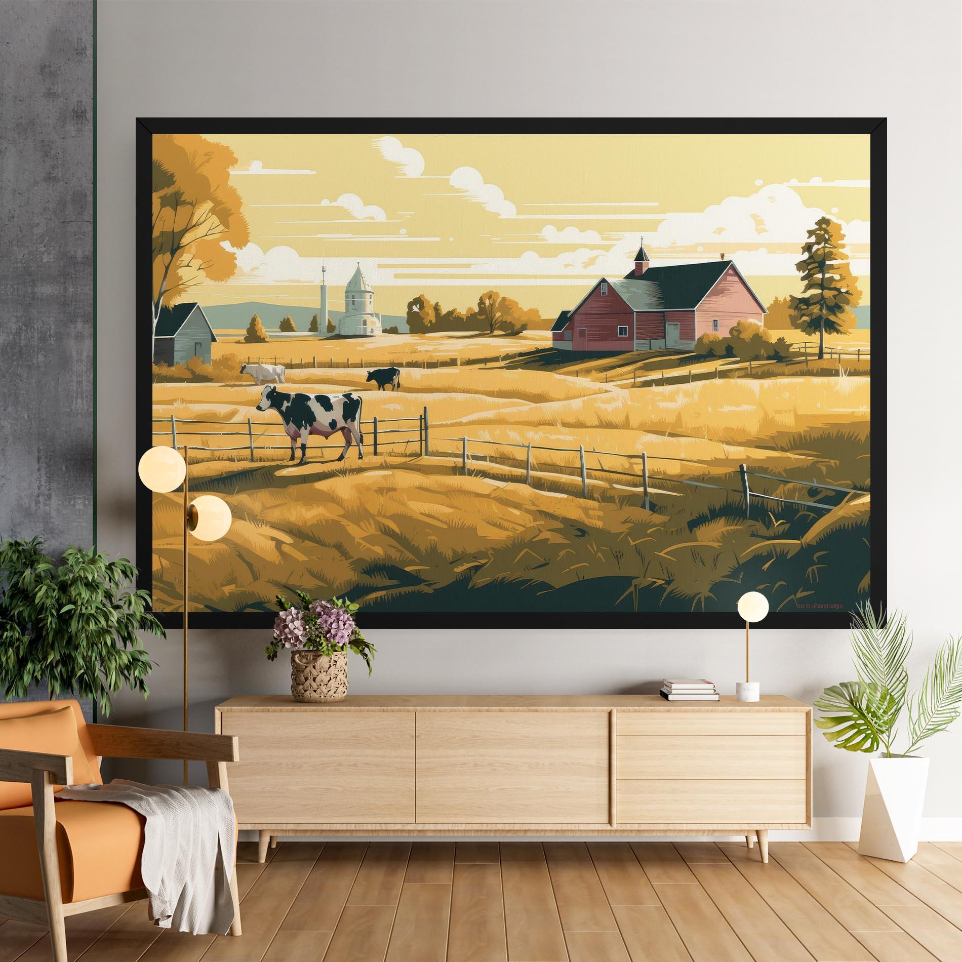 Leinwandbild Cows Sunlight Farm mockup 9