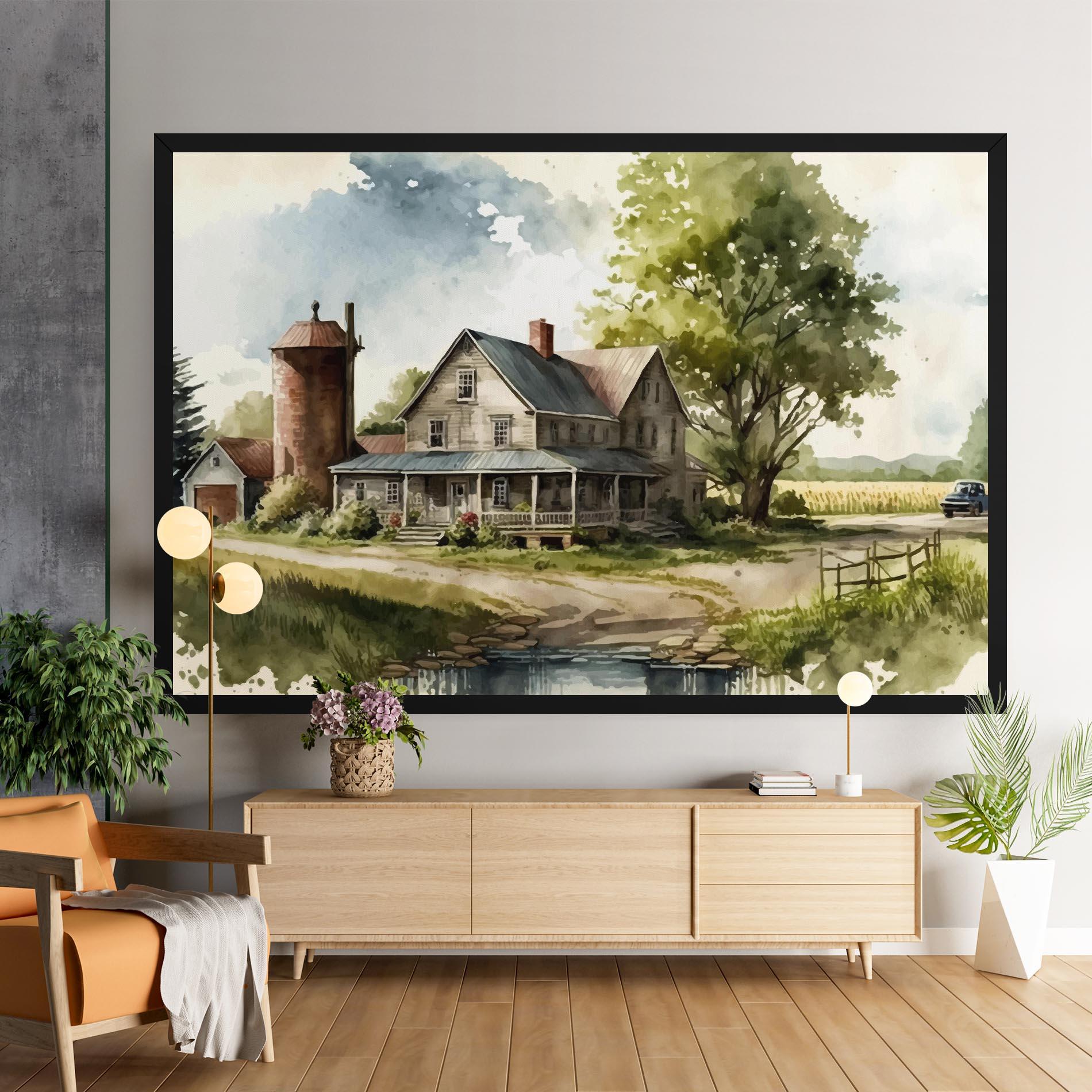 Leinwandbild Farm Blue Car mockup 9