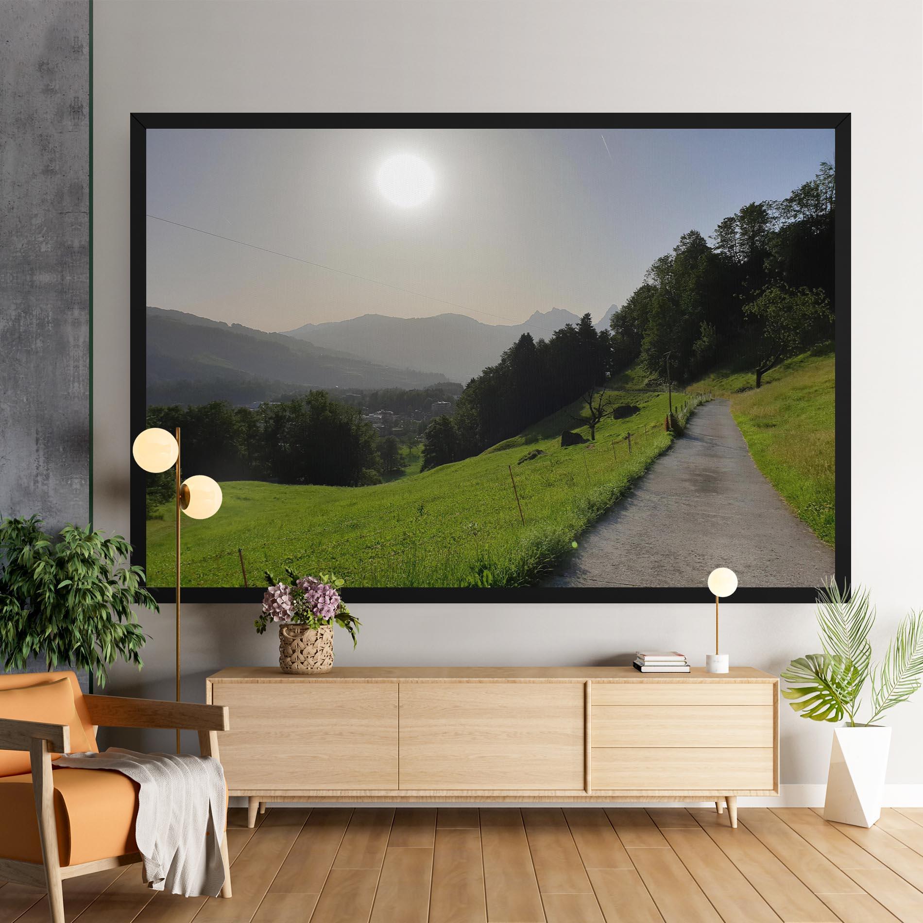 Leinwandbild Foggy Rural Road mockup 9