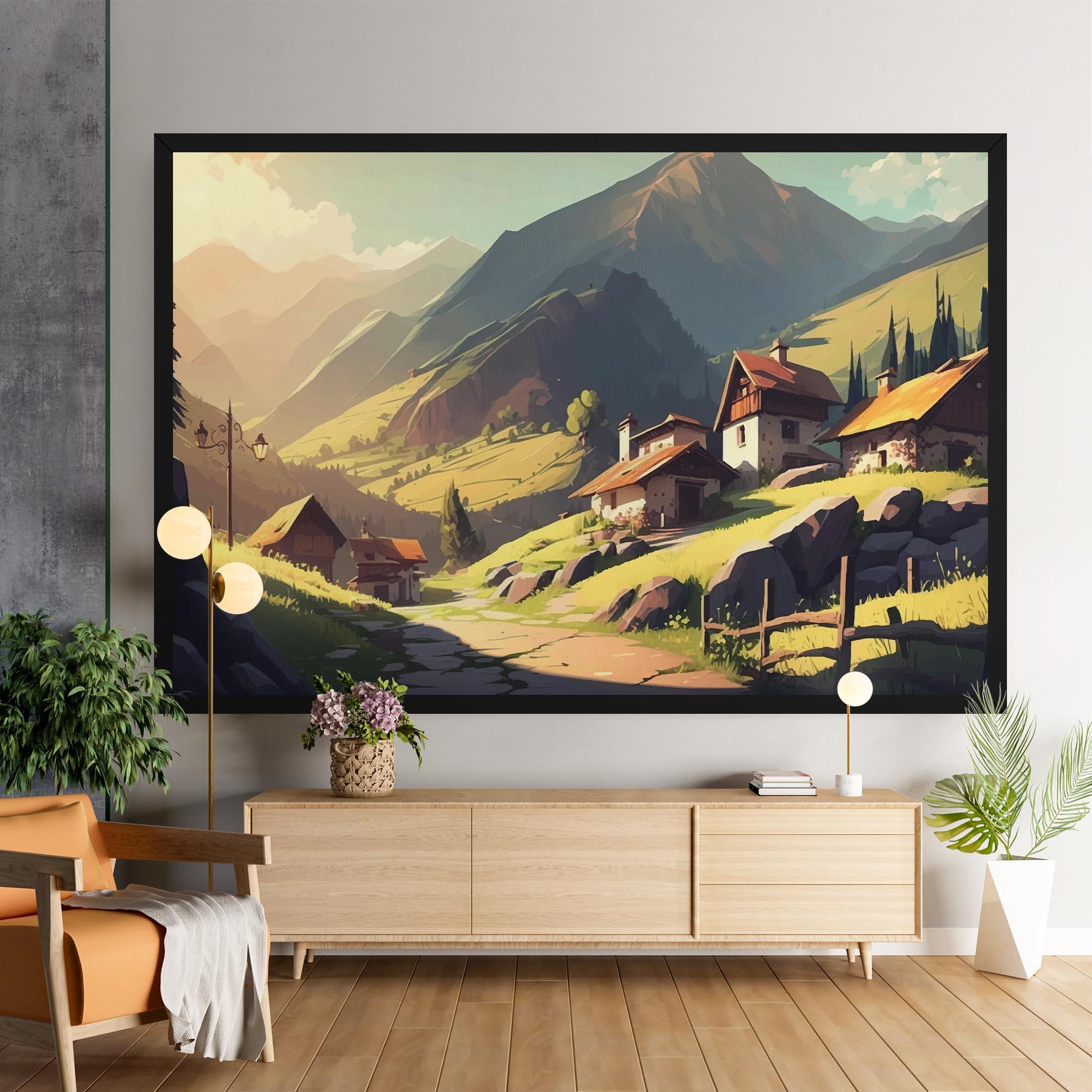 Leinwandbild Grassy Mountain View mockup 9