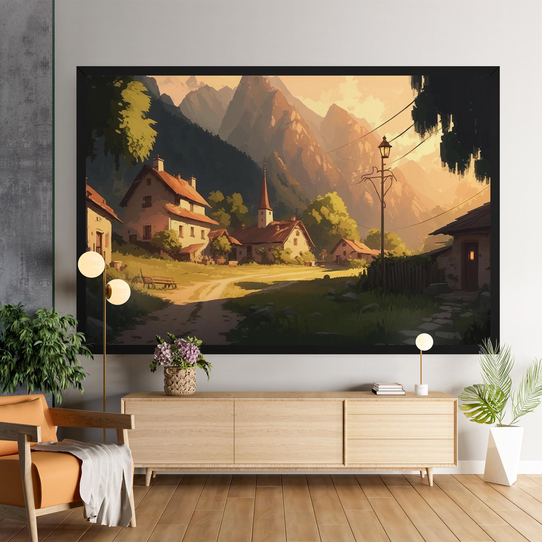 Leinwandbild Grassy Village View mockup 9