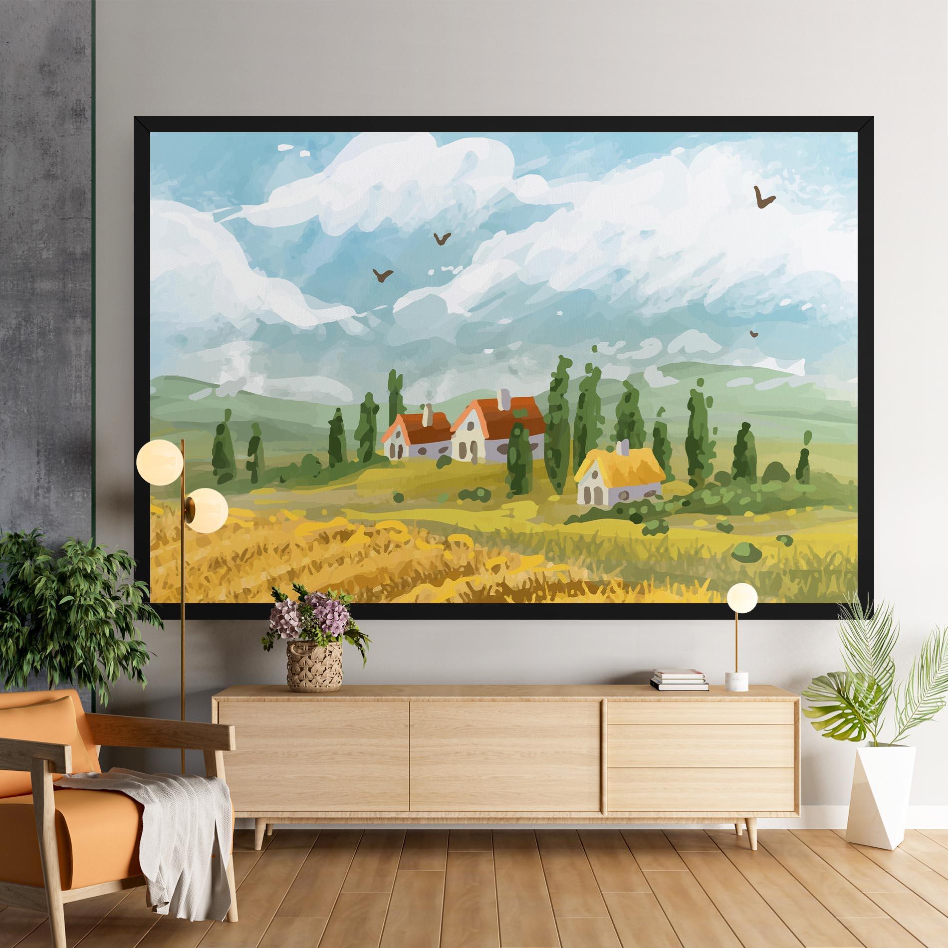 Leinwandbild Orange Yellow House mockup 9