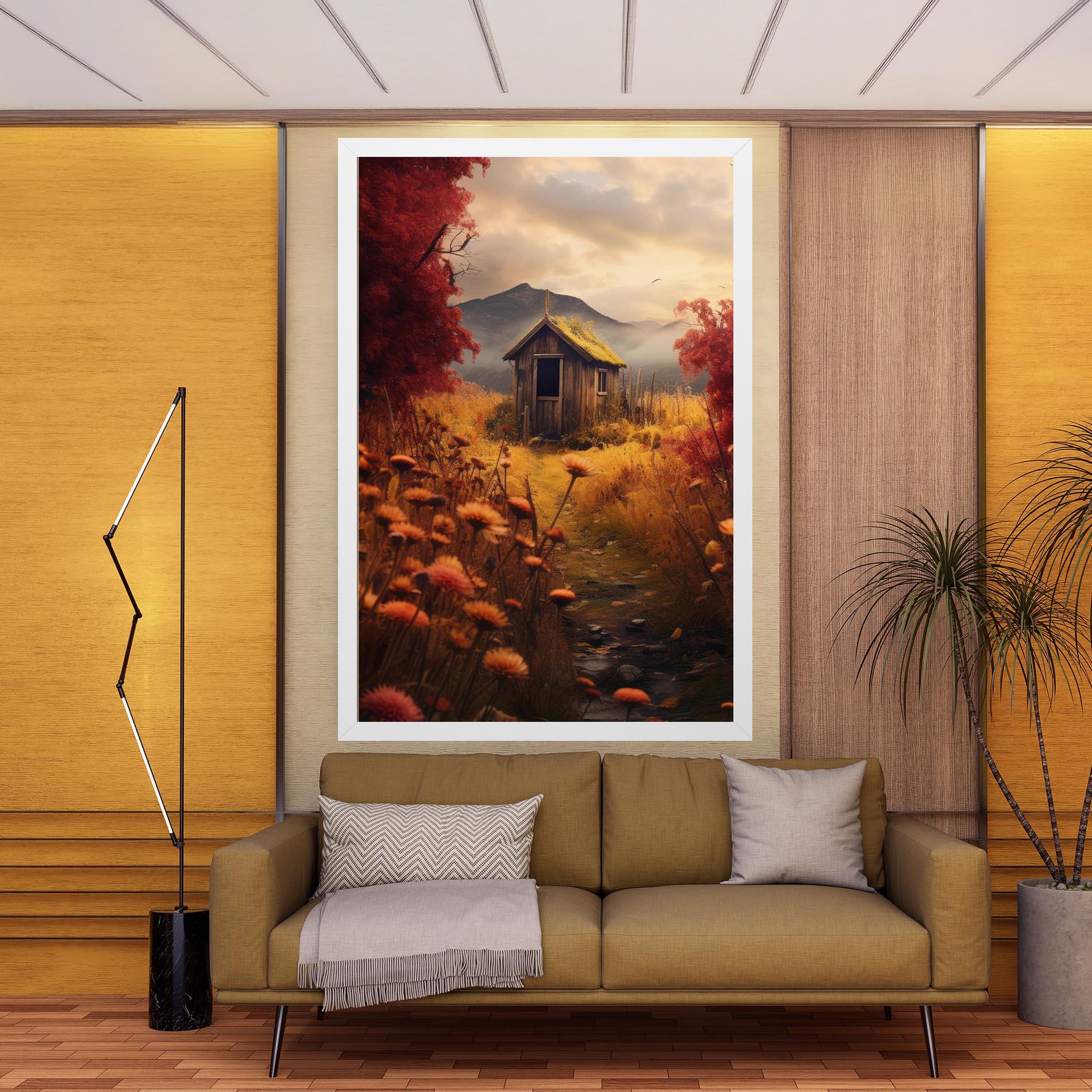 Leinwandbild Small Cabin Field mockup 9