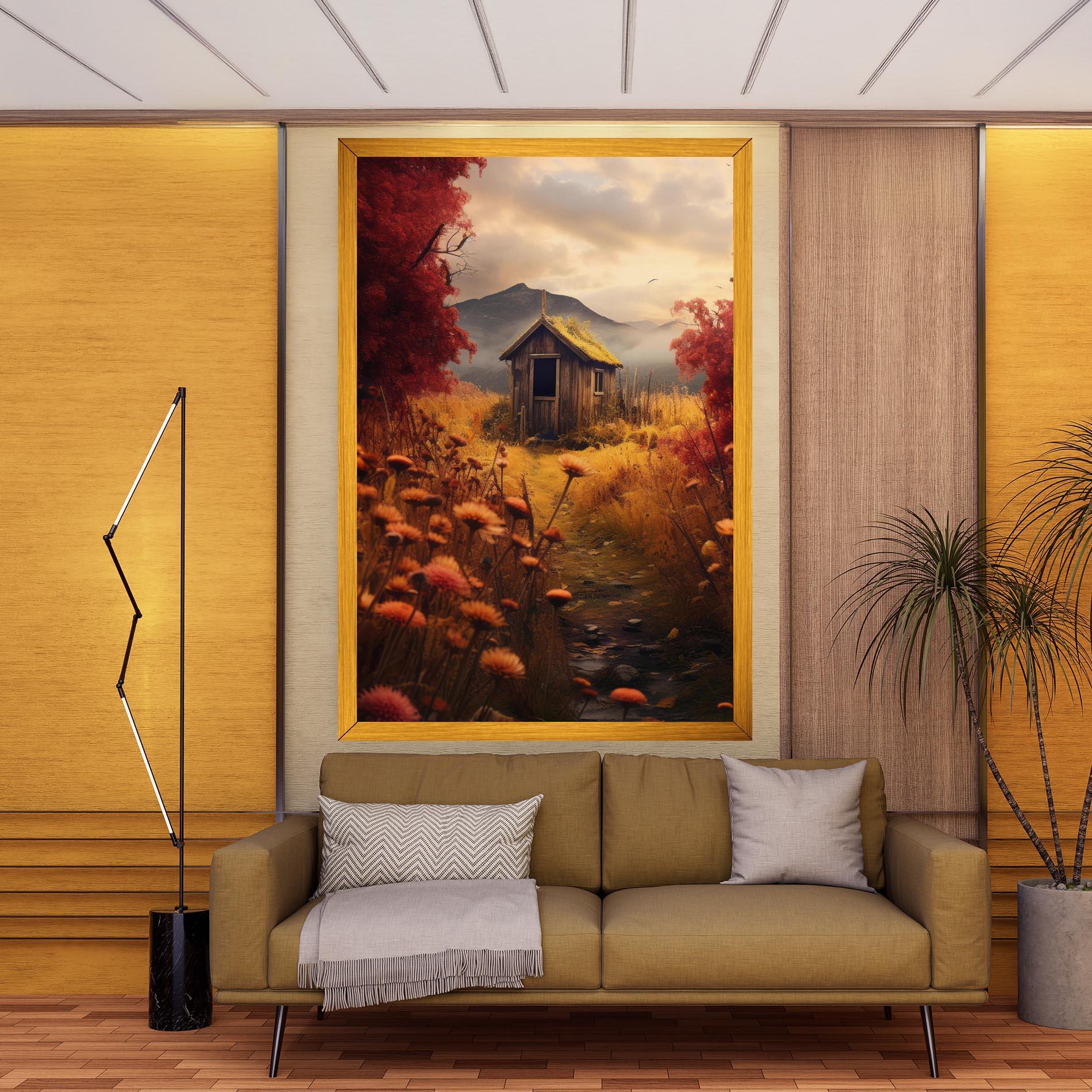 Leinwandbild Small Cabin Field mockup 9