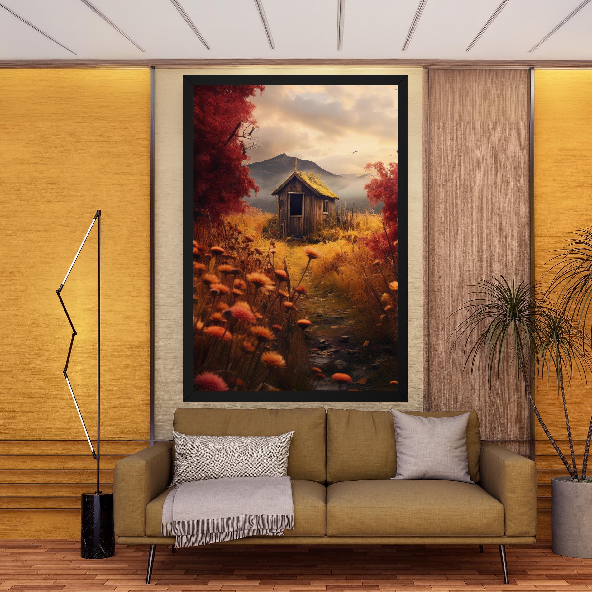 Leinwandbild Small Cabin Field mockup 9