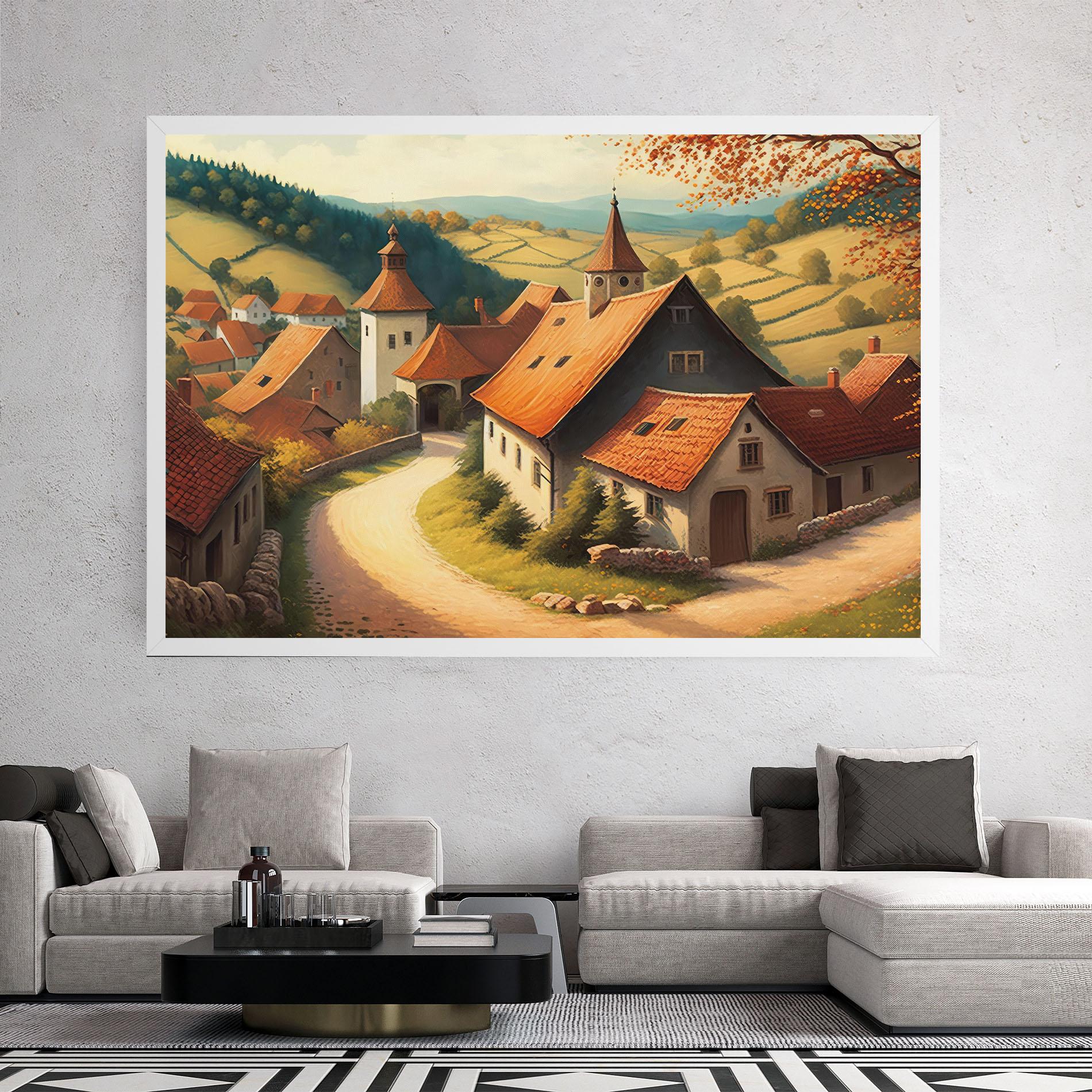 Leinwandbild Countryside Village mockup 2