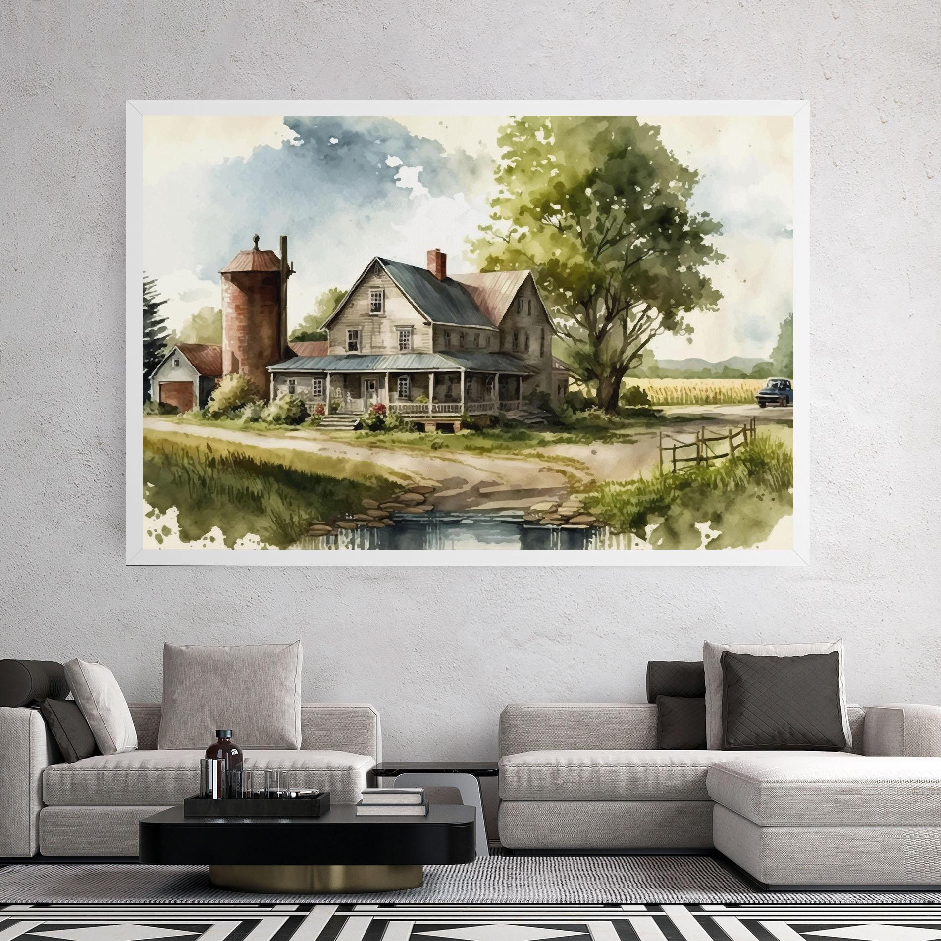 Leinwandbild Farm Blue Car mockup 2