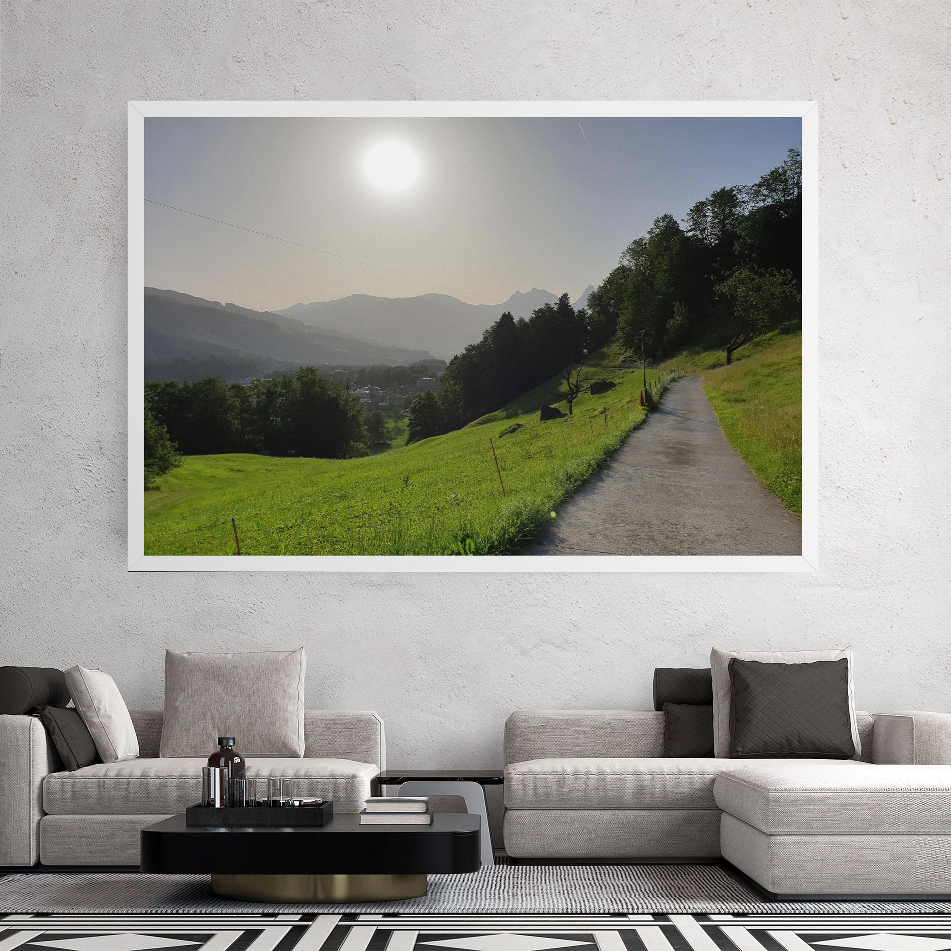 Leinwandbild Foggy Rural Road mockup 2