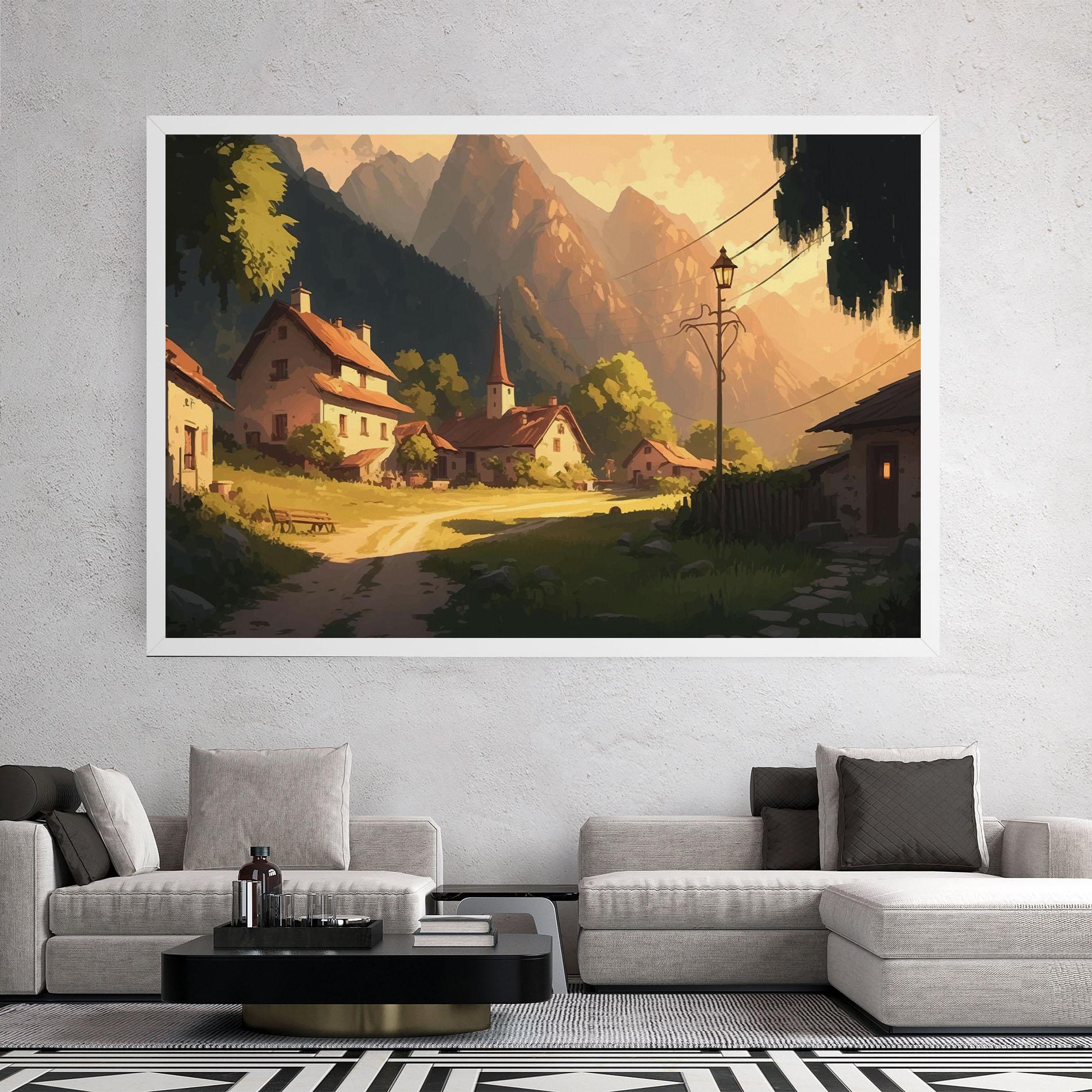 Leinwandbild Grassy Village View mockup 2