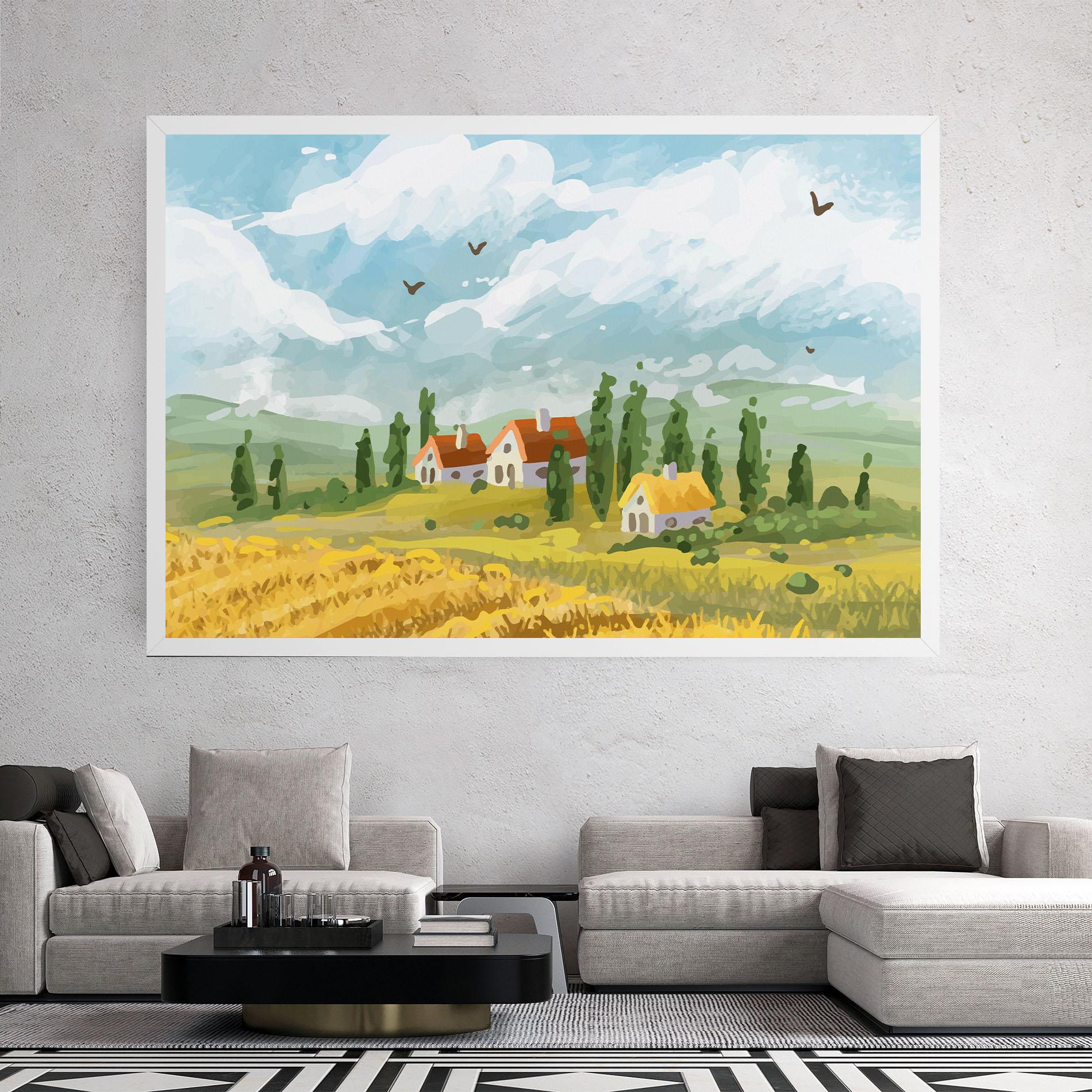 Leinwandbild Orange Yellow House mockup 2