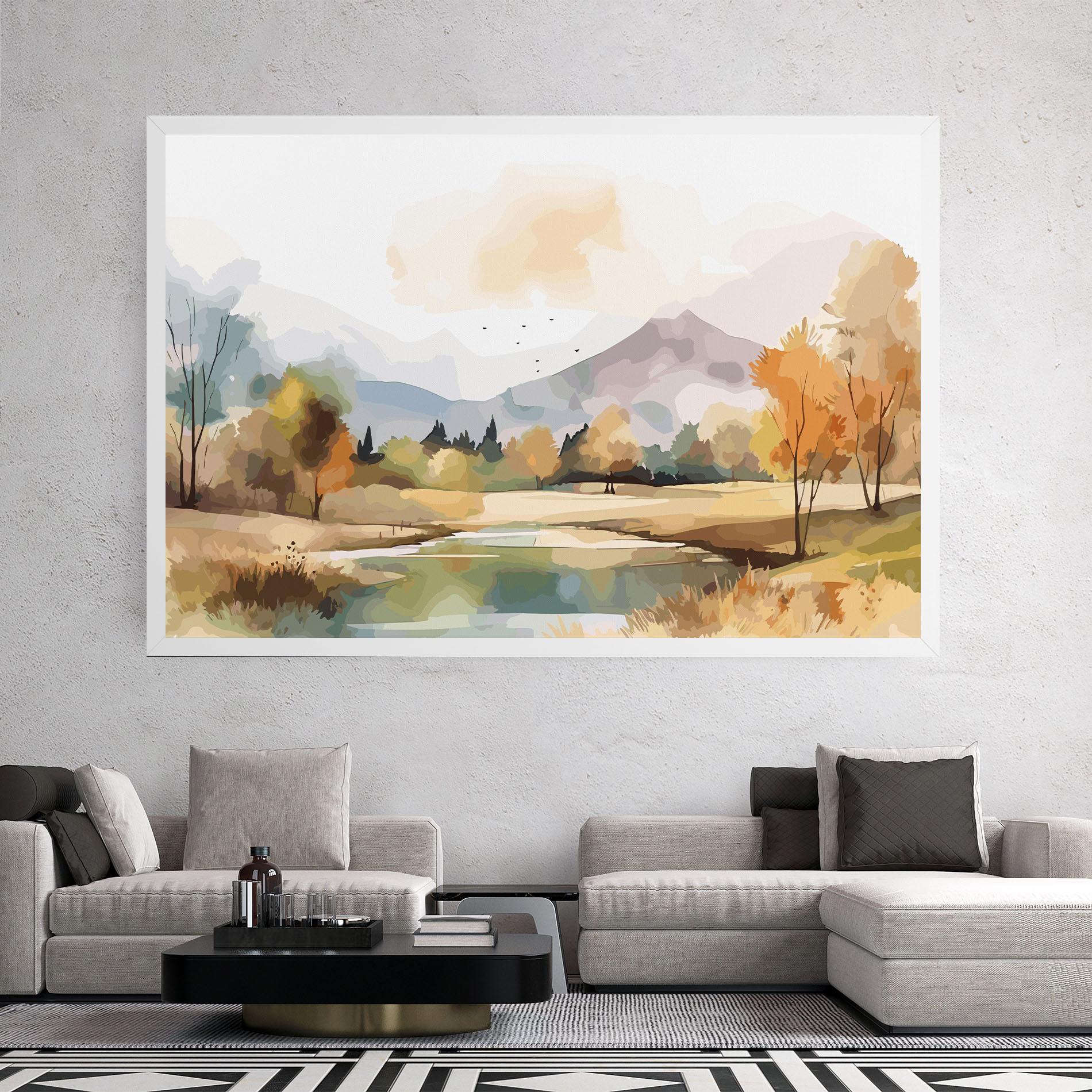Leinwandbild Rural Lake View mockup 2