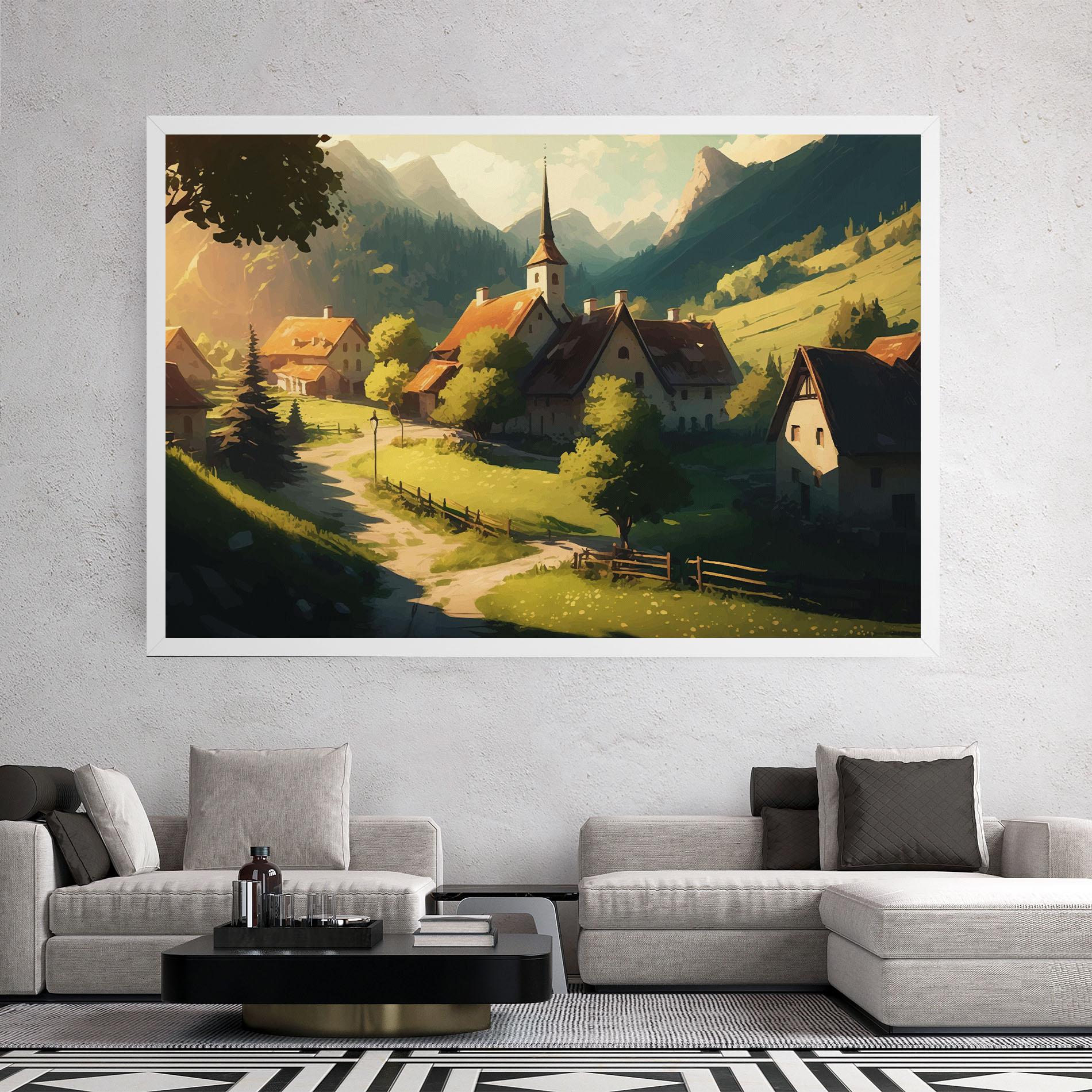 Leinwandbild Village Dreamy View mockup 2