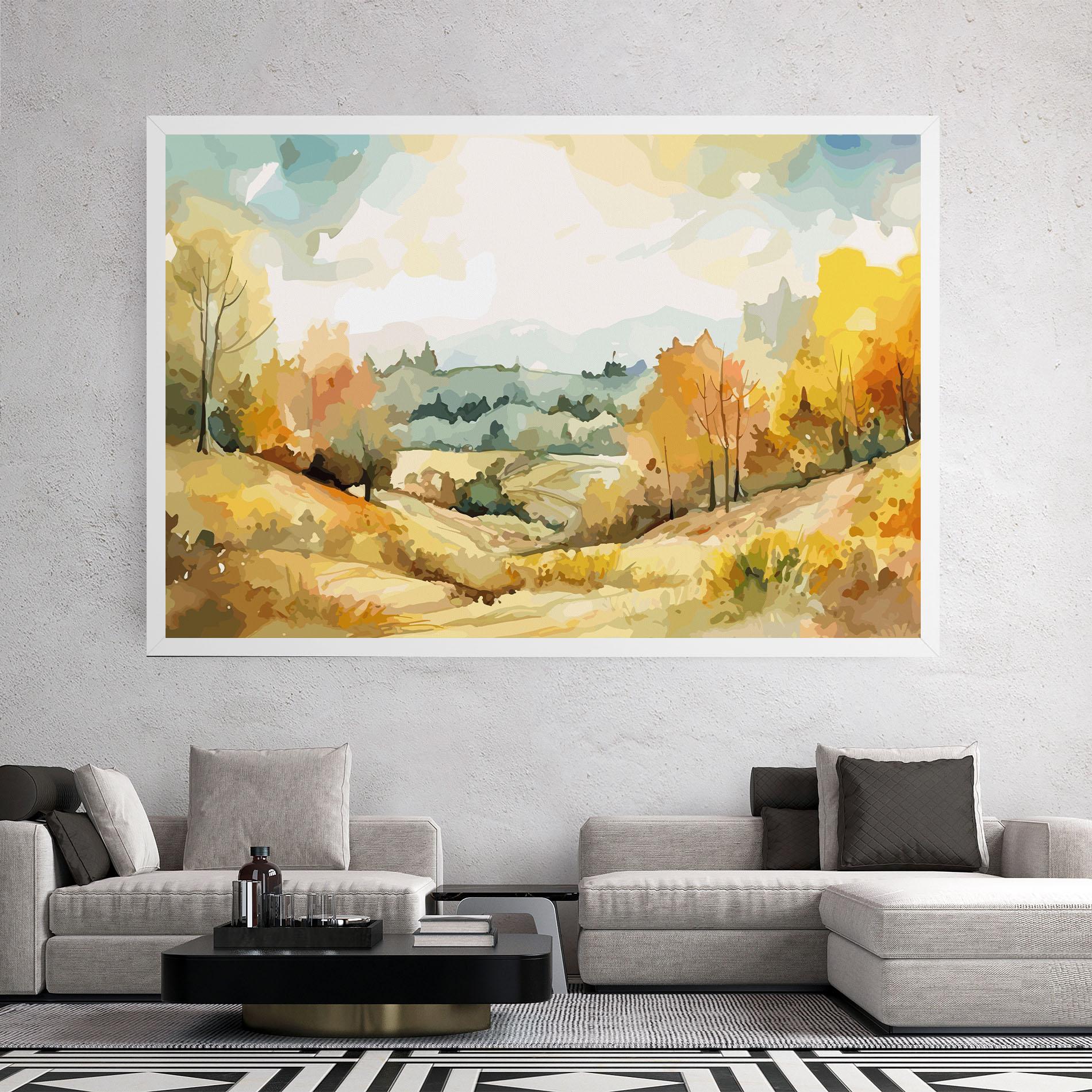 Leinwandbild Yellow Rural Trees mockup 2