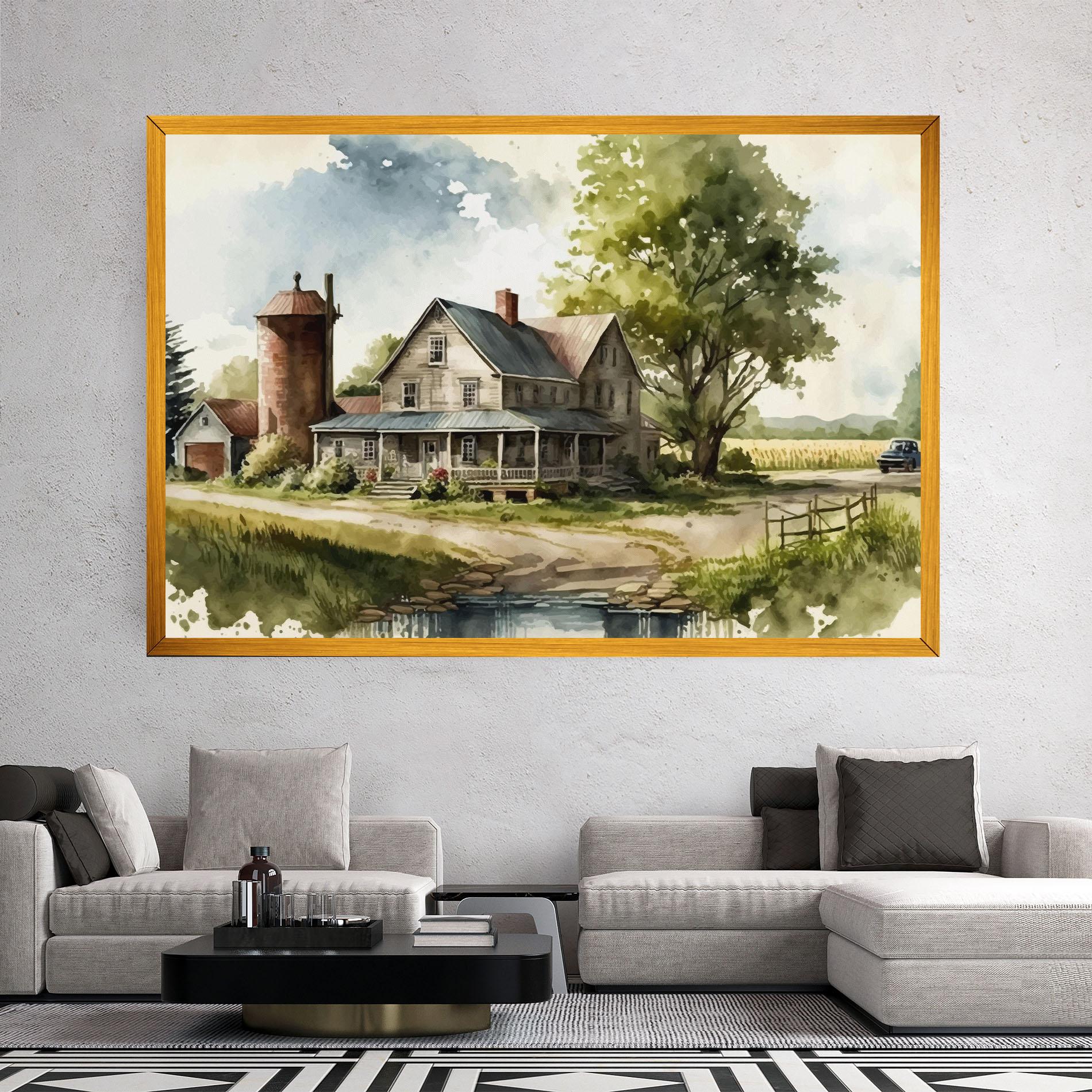 Leinwandbild Farm Blue Car mockup 2